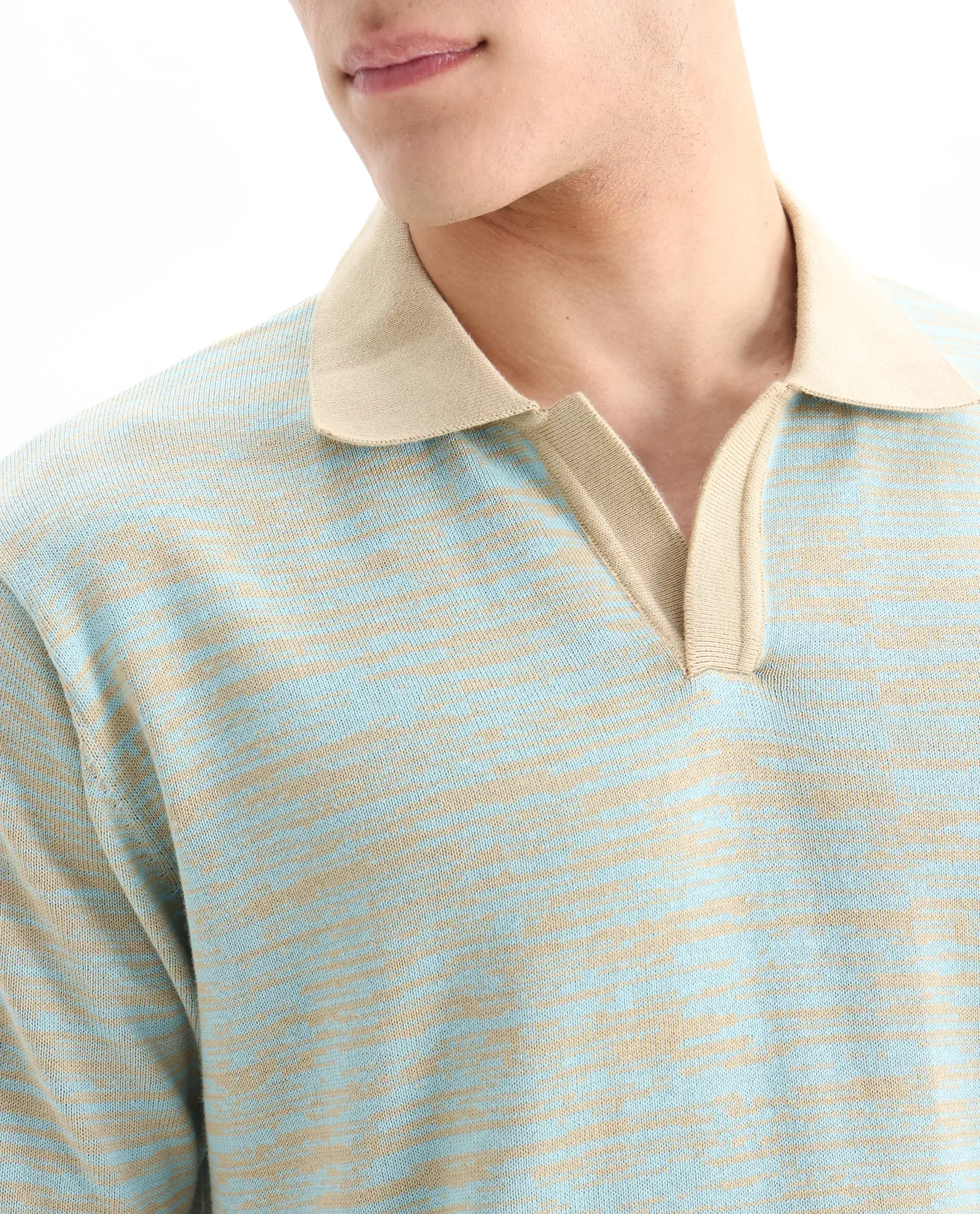 Rare Rabbit Men's Hect Dusky Blue Cotton Ombre Regular Fit Half Sleeve Polo - Image 3