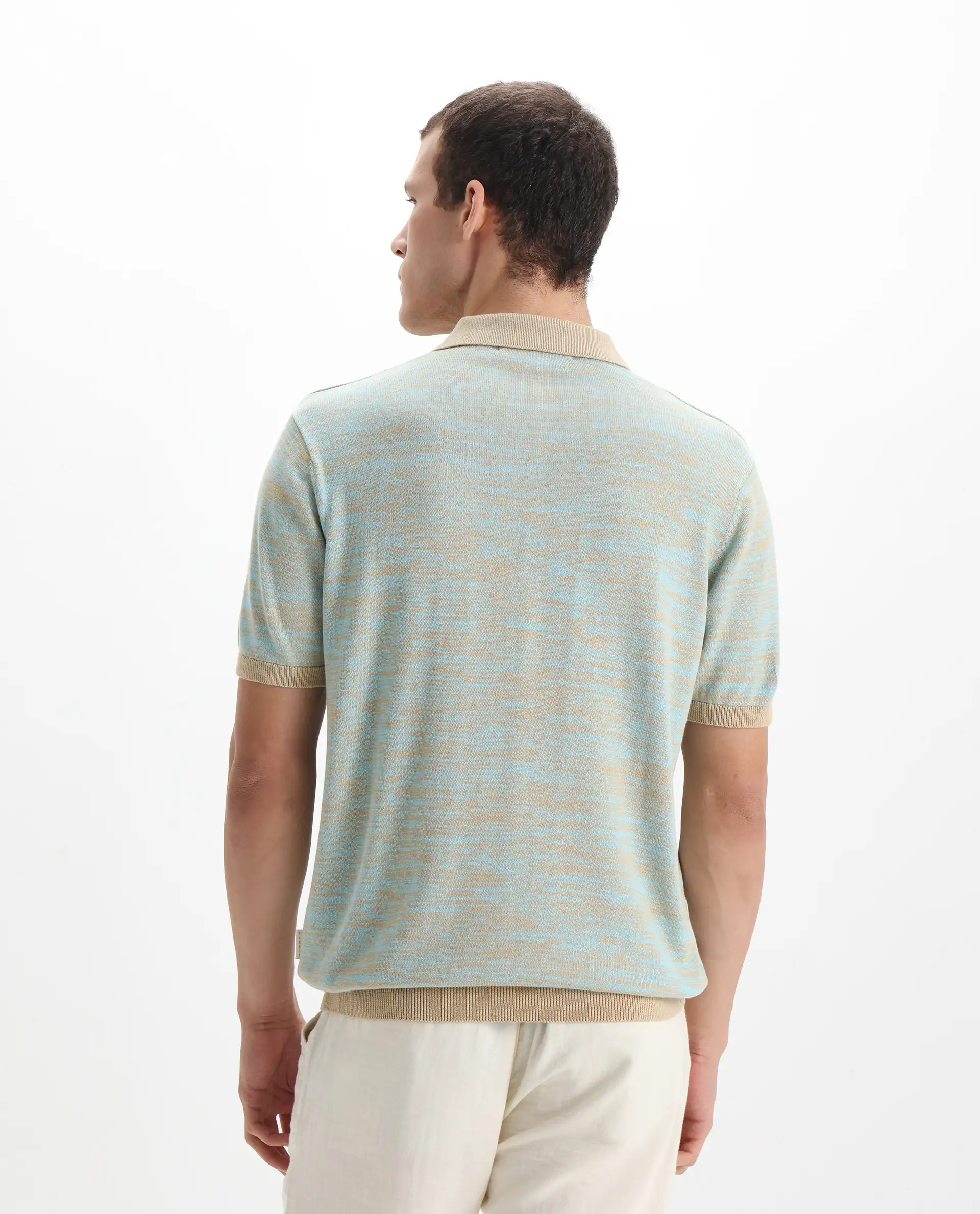Rare Rabbit Men's Hect Dusky Blue Cotton Ombre Regular Fit Half Sleeve Polo - Image 7
