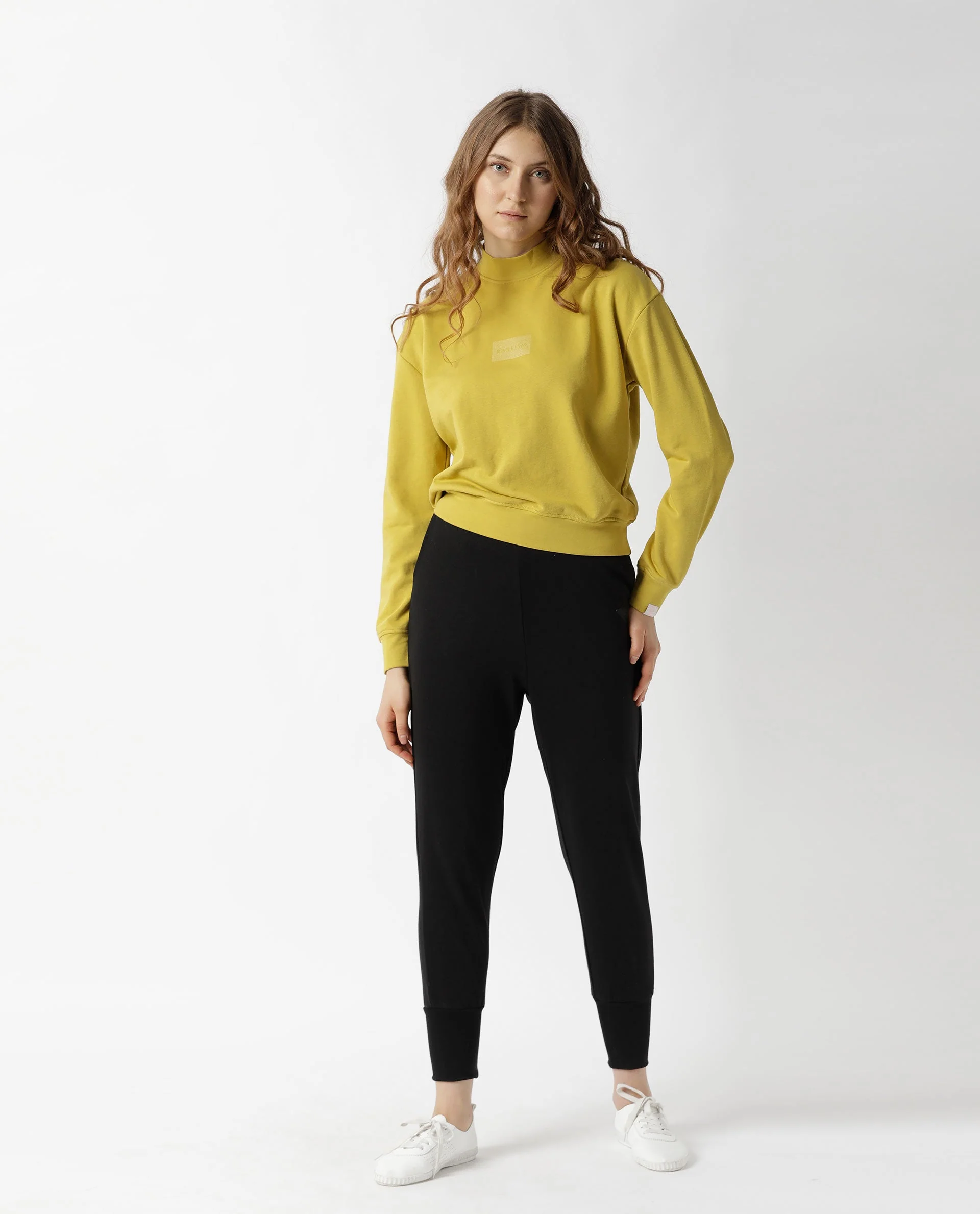 Rareism Women's Hectare Yellow Cotton Blend High Neck Plain Relaxed Fit Sweatshirt - Image 7