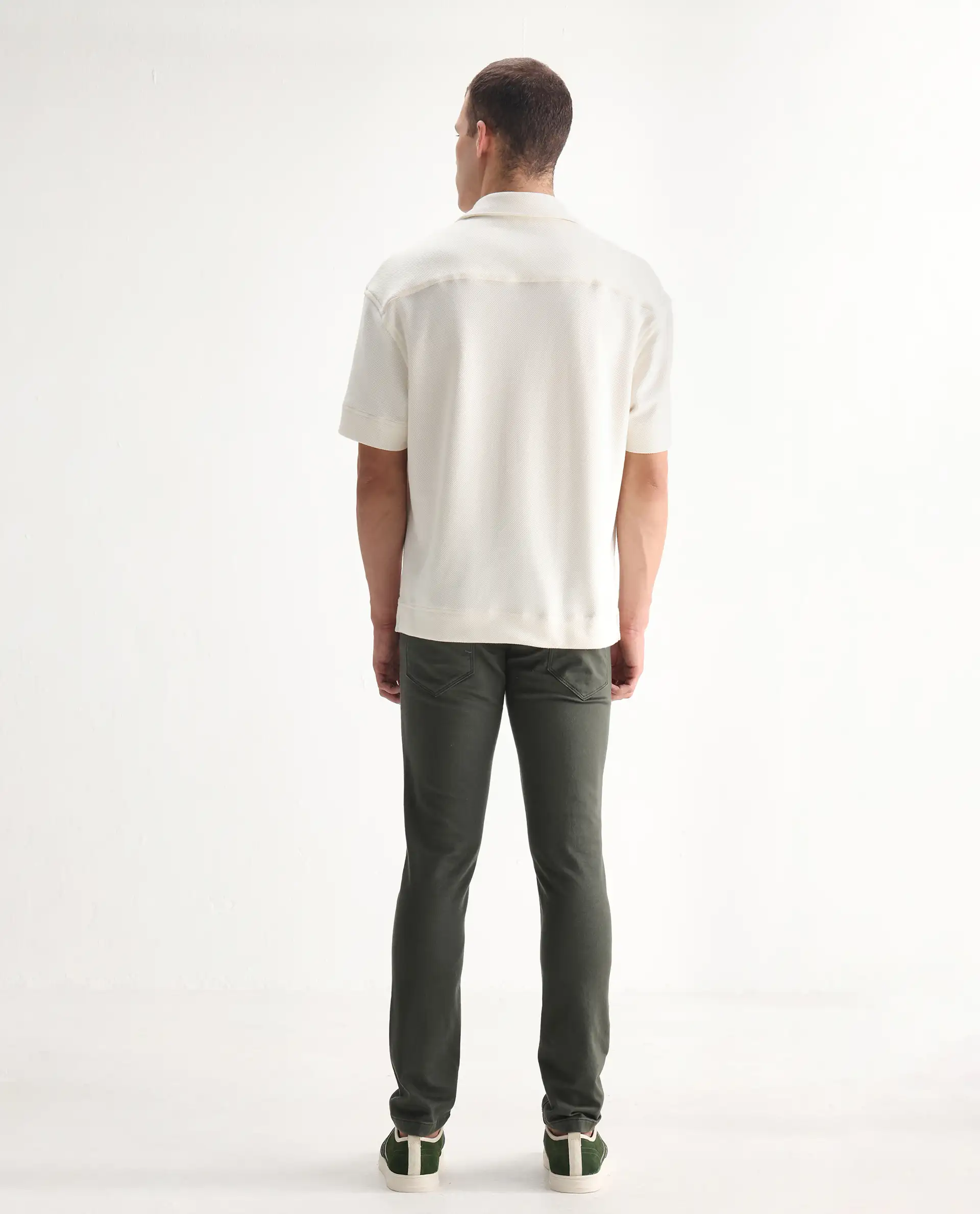 Rare Rabbit Men's Hede Olive Cotton Plain Hawk Slim Fit Jeans - Image 8