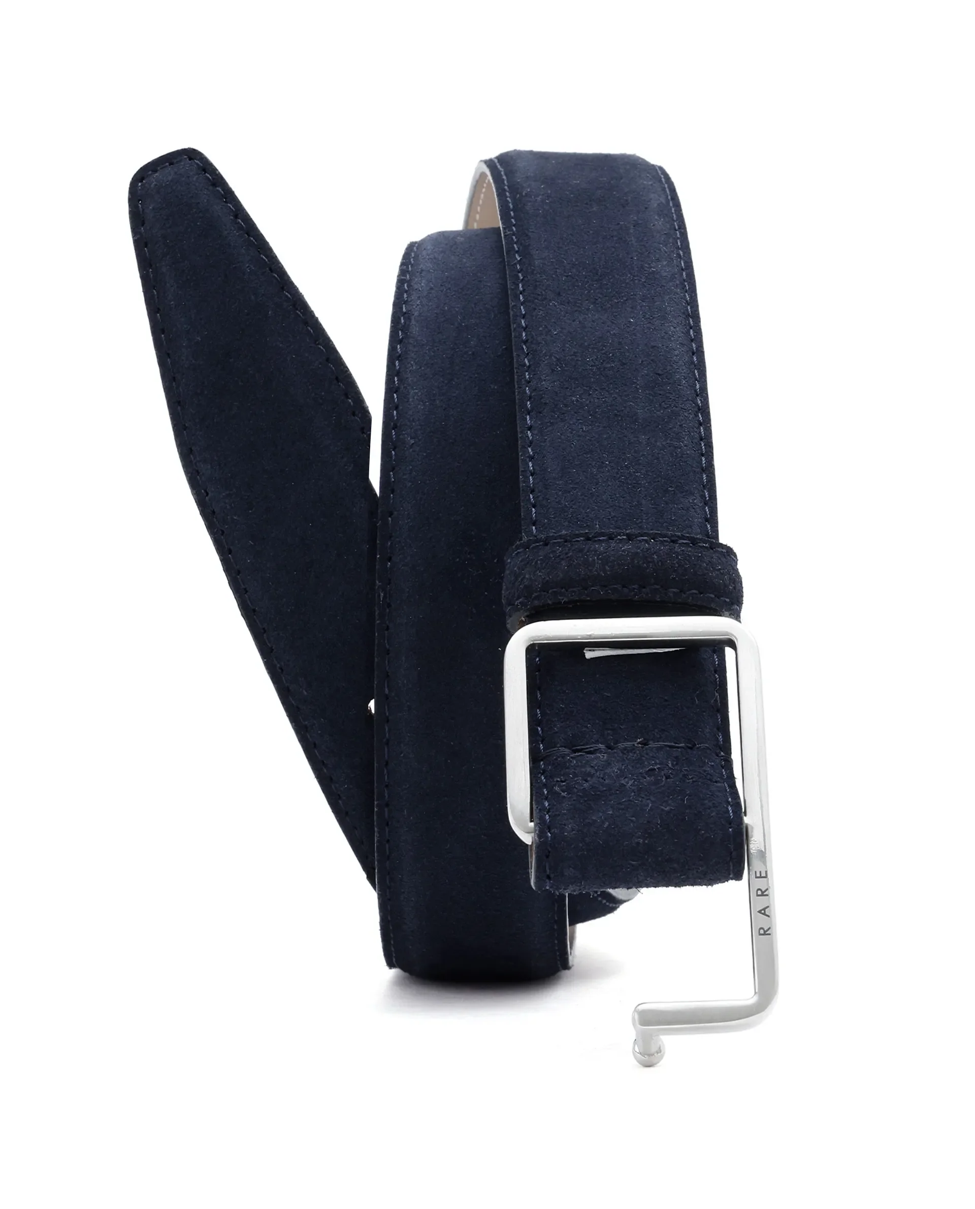 Rare Rabbit Men's Hedvig Blue Non-Reversible Push Ball Pin Buckle Suede Leather Belt - Image 2