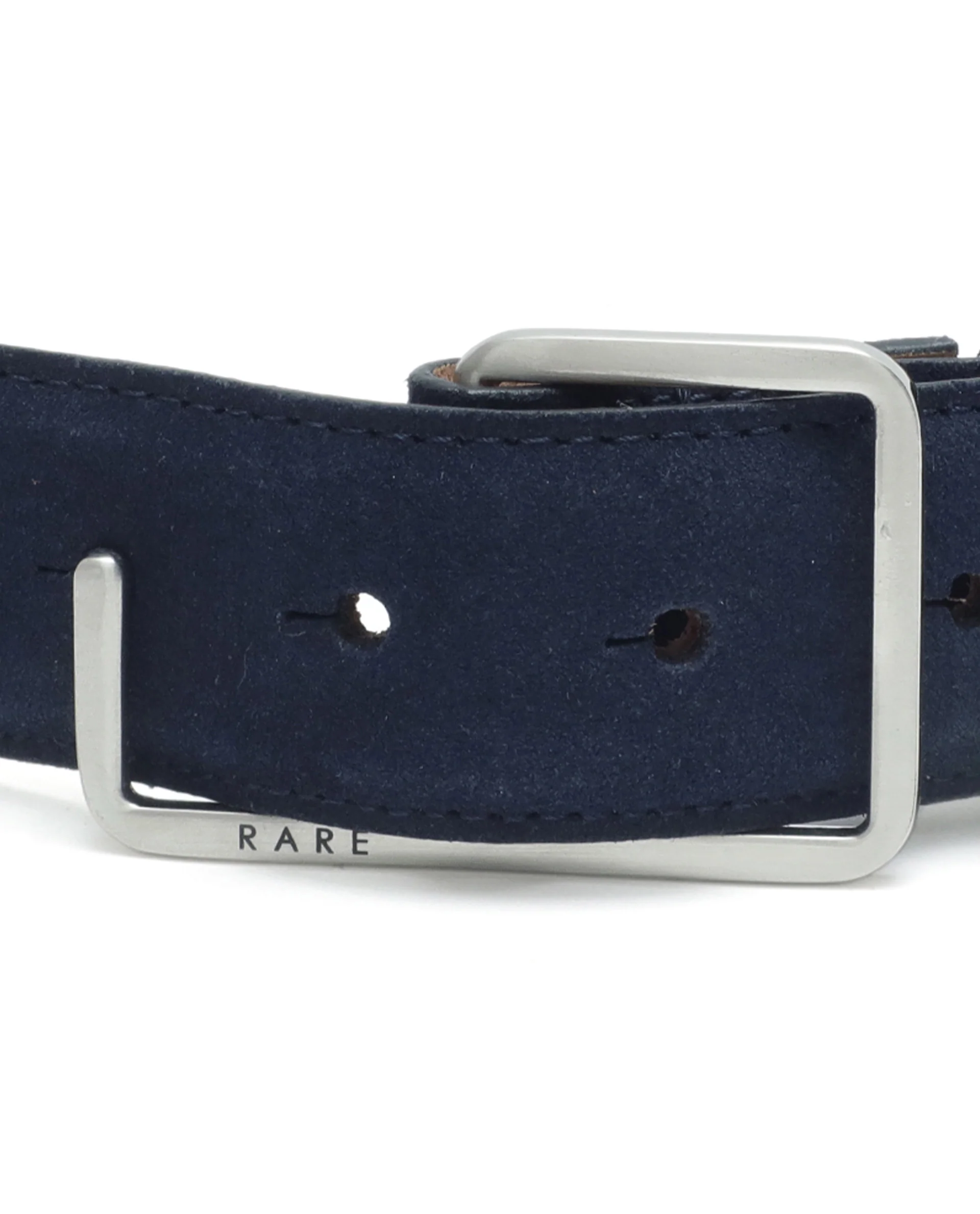 Rare Rabbit Men's Hedvig Blue Non-Reversible Push Ball Pin Buckle Suede Leather Belt - Image 4