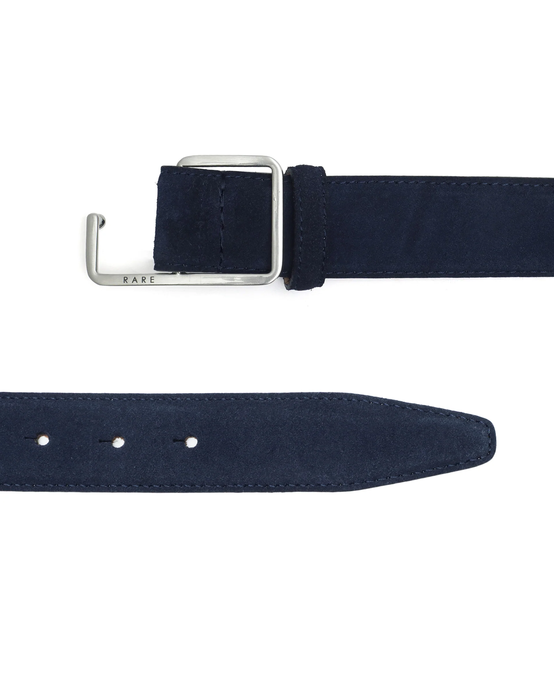 Rare Rabbit Men's Hedvig Blue Non-Reversible Push Ball Pin Buckle Suede Leather Belt - Image 5