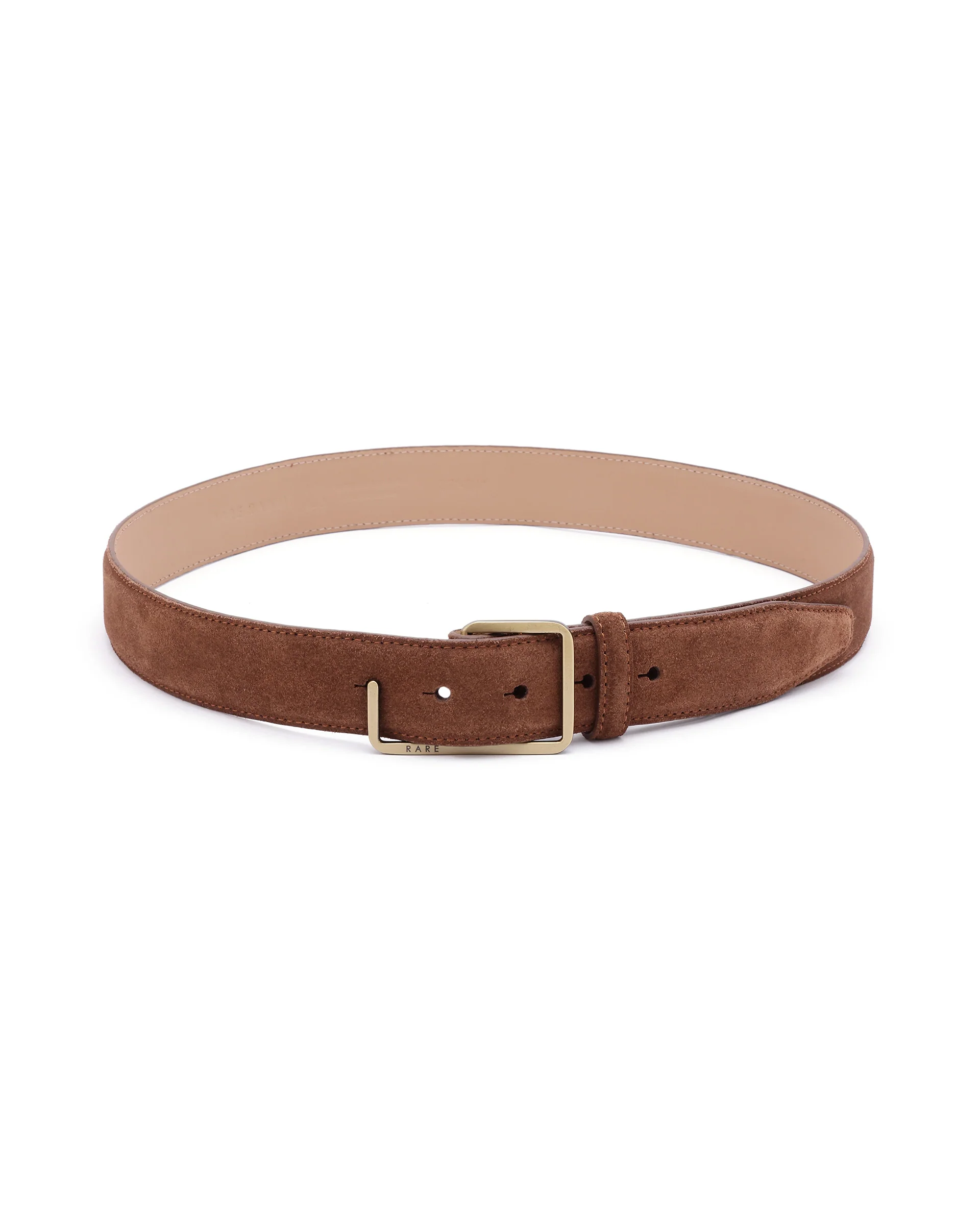 Rare Rabbit Men's Hedvig Brown Non-Reversible Push Ball Pin Buckle Suede Leather Belt - Image 3