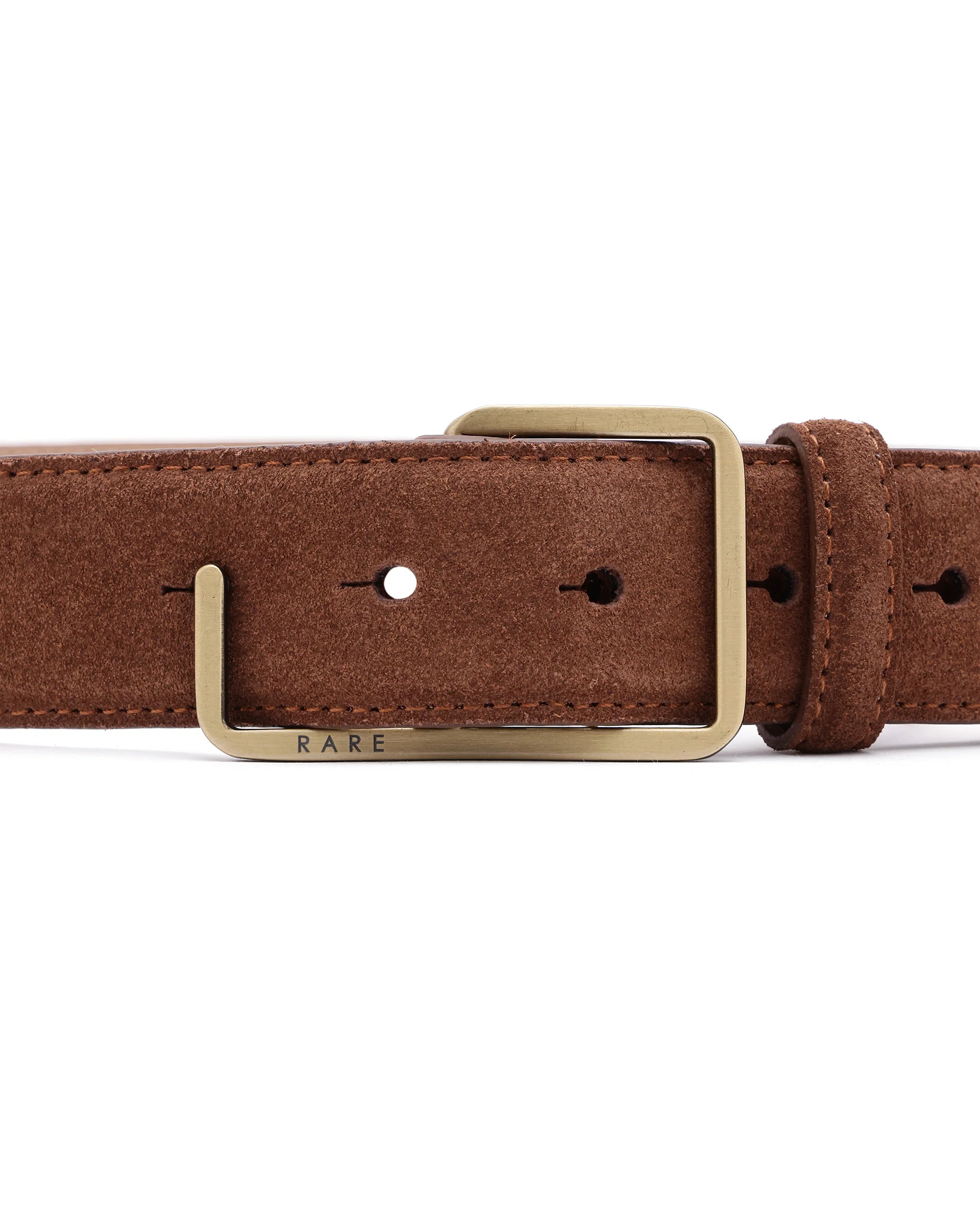 Rare Rabbit Men's Hedvig Brown Non-Reversible Push Ball Pin Buckle Suede Leather Belt - Image 4