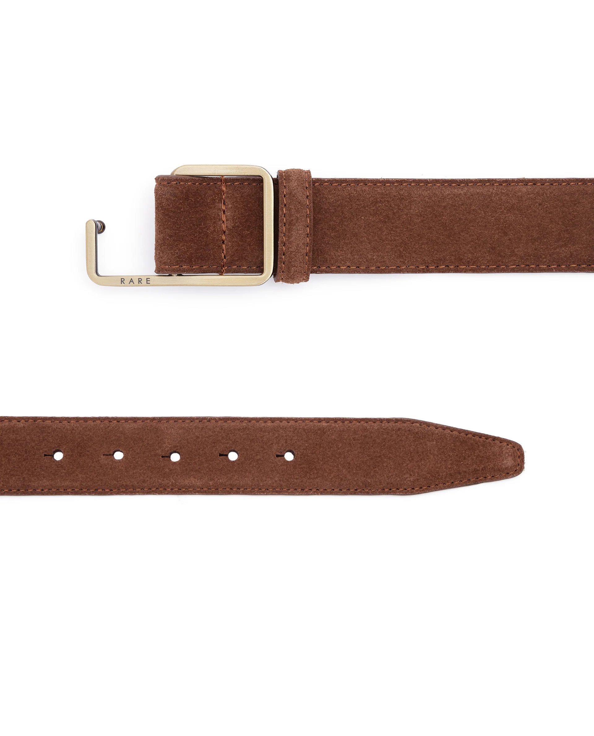 Rare Rabbit Men's Hedvig Brown Non-Reversible Push Ball Pin Buckle Suede Leather Belt - Image 5