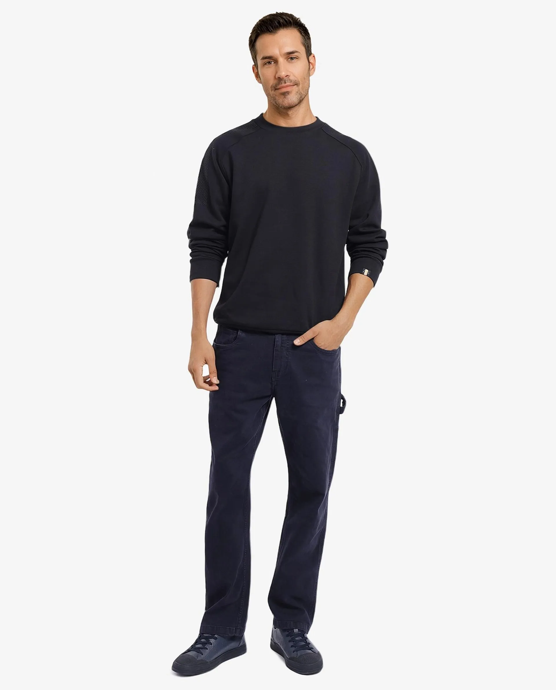 Rare Rabbit Men's Heg Black Cotton Plain Regular Fit Full Sleeve Crew Neck Sweatshirt - Image 2