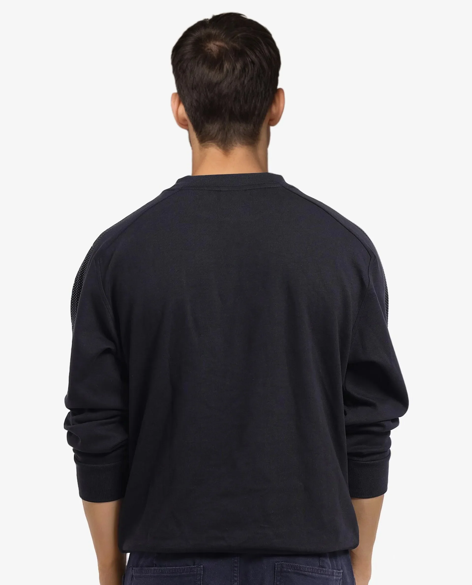 Rare Rabbit Men's Heg Black Cotton Plain Regular Fit Full Sleeve Crew Neck Sweatshirt - Image 7