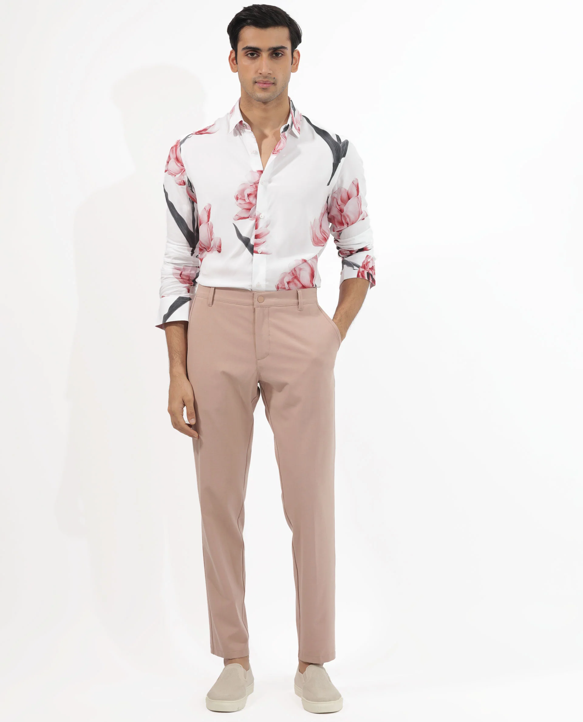 Rare Rabbit Men's Hegda White Viscose Floral Print Boxy Fit Full Sleeve Collared Shirt - Image 3