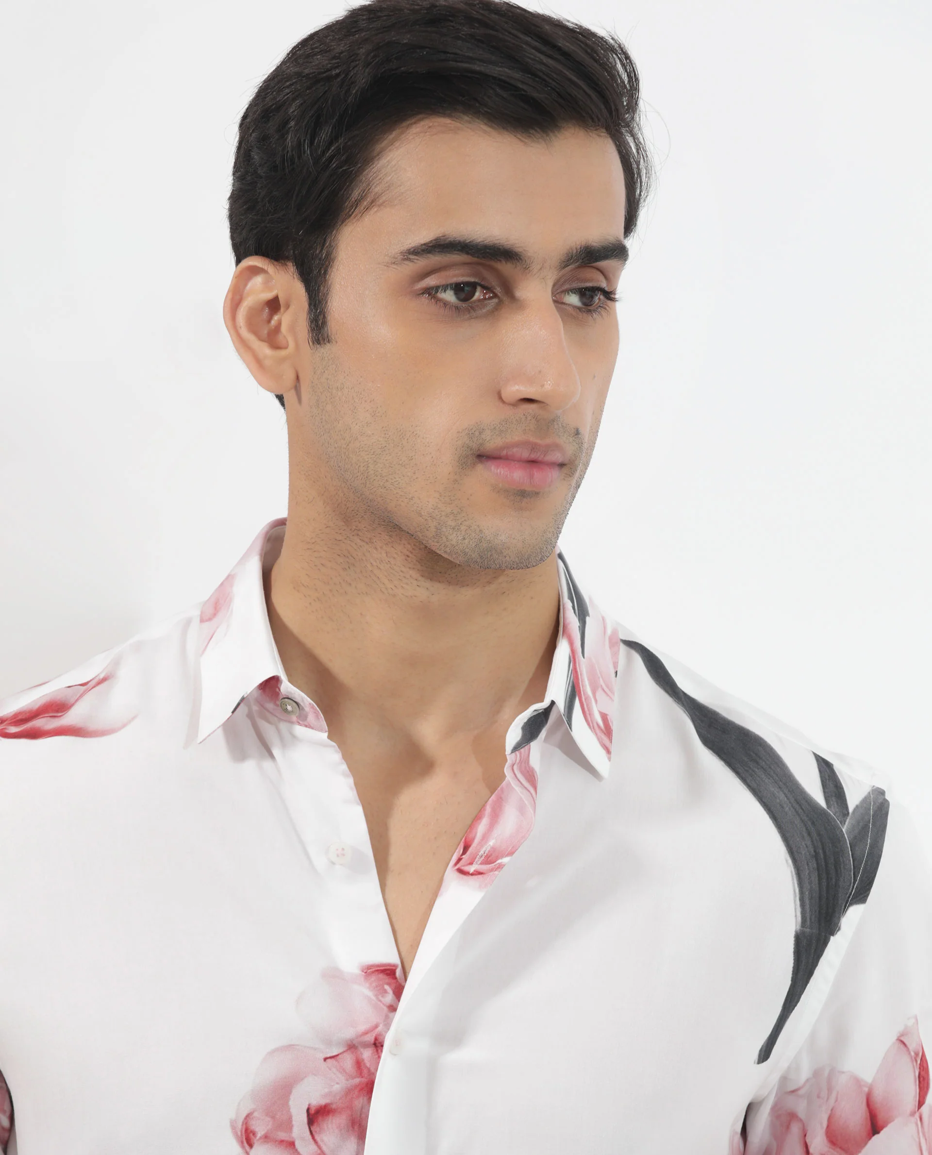 Rare Rabbit Men's Hegda White Viscose Floral Print Boxy Fit Full Sleeve Collared Shirt - Image 6