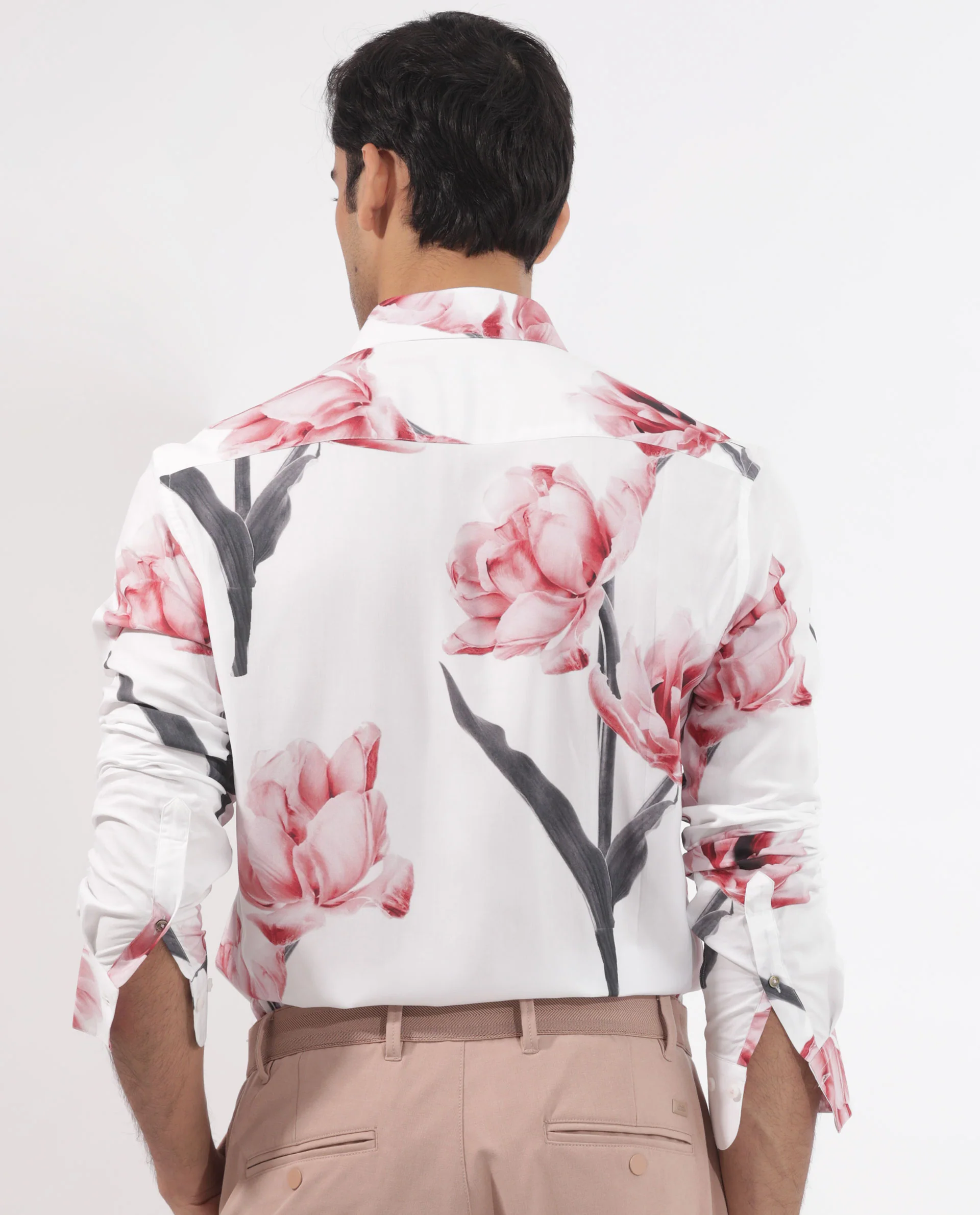 Rare Rabbit Men's Hegda White Viscose Floral Print Boxy Fit Full Sleeve Collared Shirt - Image 8