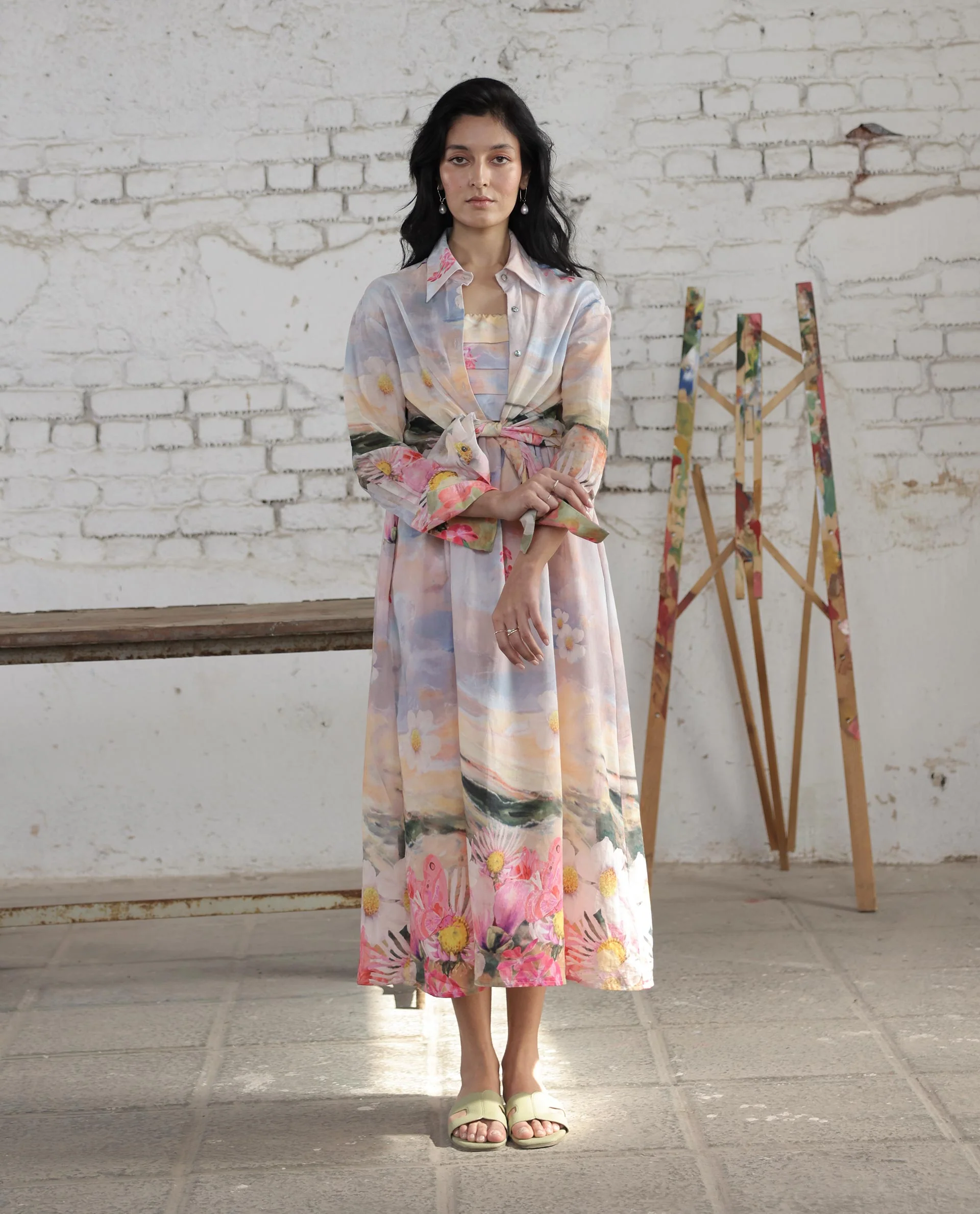 Rareism Women's Heidi Multi Viscose Blend Shoulder Strap Floral Print Shoulder Strap Midi Fit And Flare Dress - Image 2