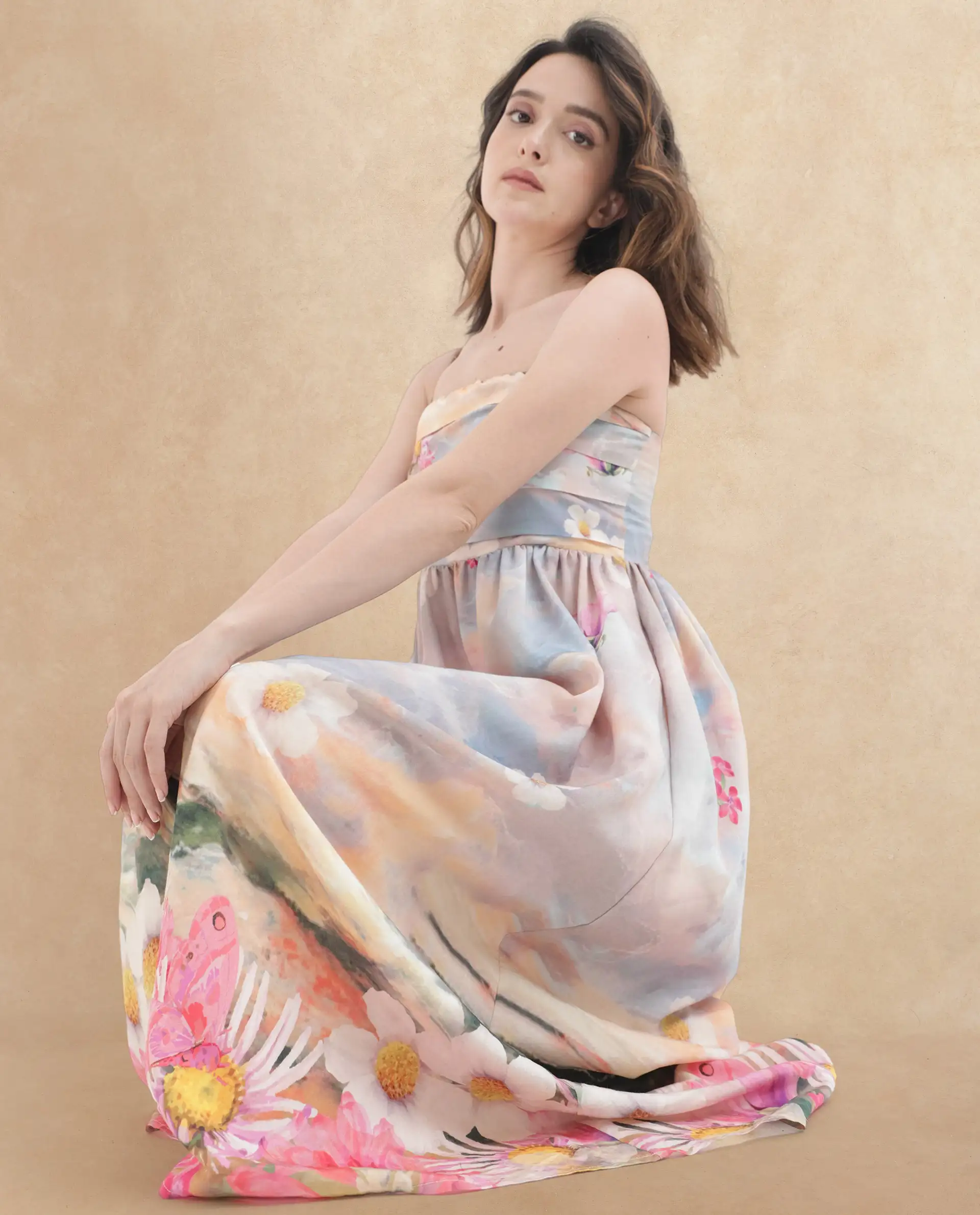 Rareism Women's Heidi Multi Viscose Blend Shoulder Strap Floral Print Shoulder Strap Midi Fit And Flare Dress - Image 6