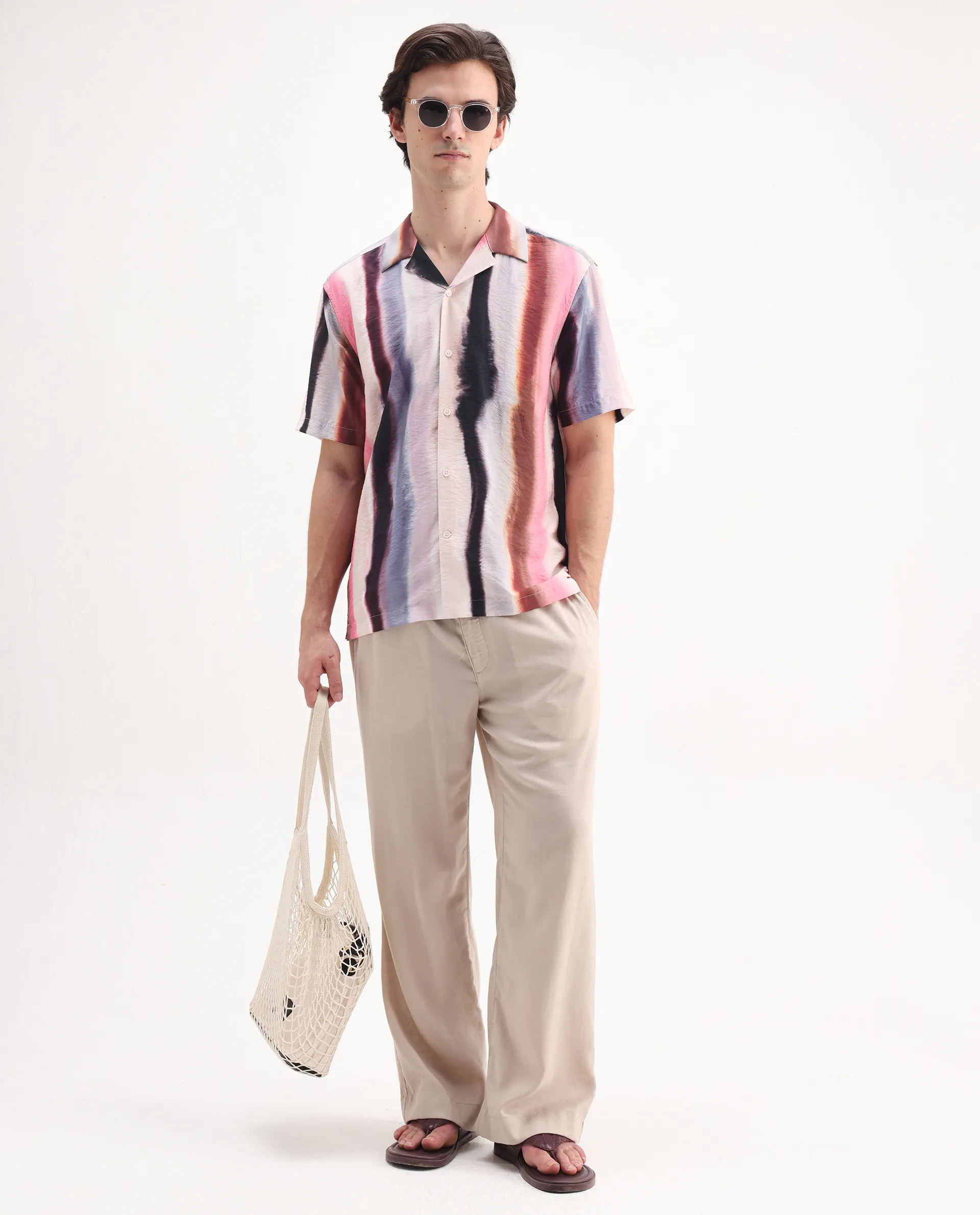 Rare Rabbit Men's Helor Multi Viscose Blend Abstract Print Relaxed Fit Half Sleeve Cuban Collar Shirt - Image 2