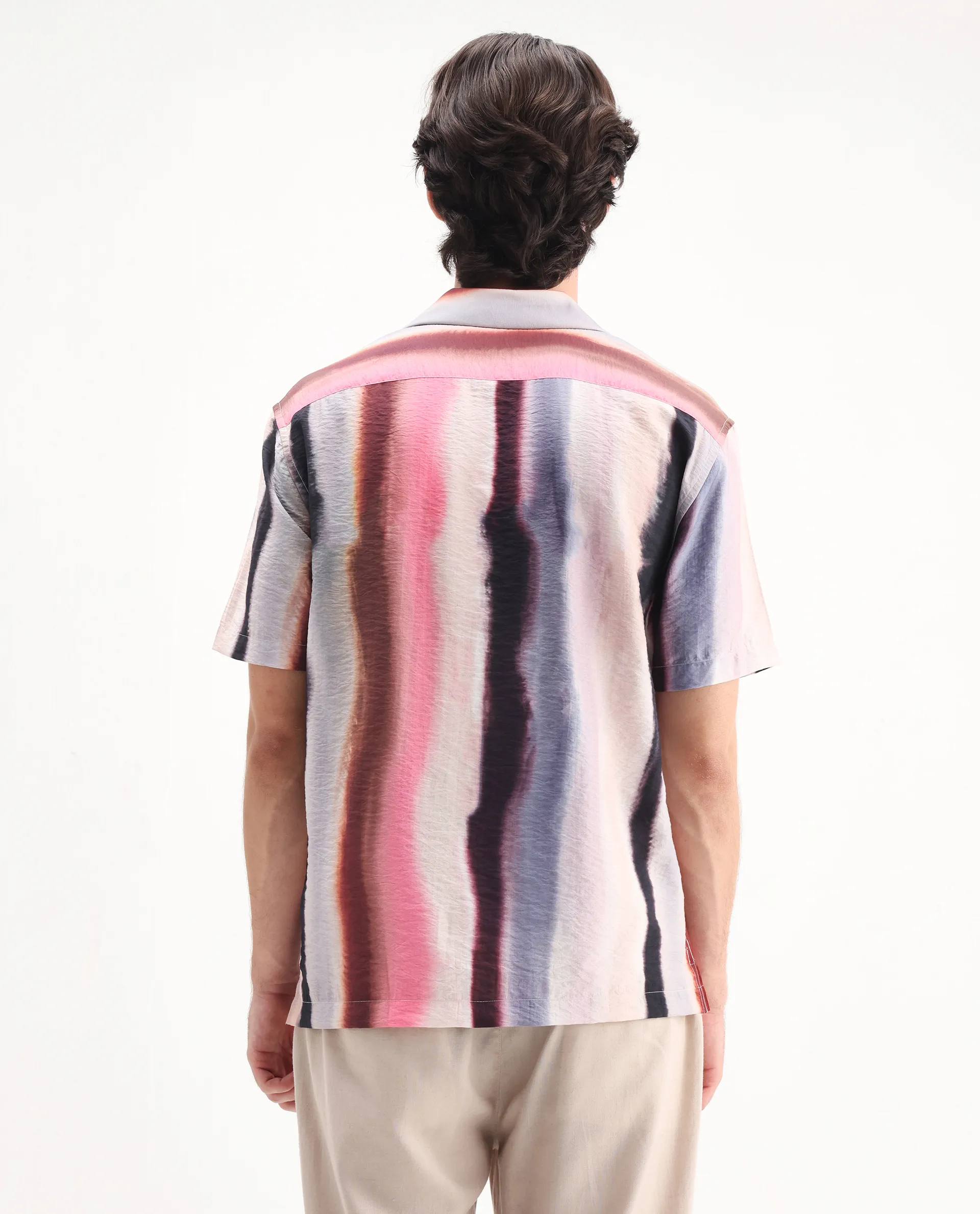 Rare Rabbit Men's Helor Multi Viscose Blend Abstract Print Relaxed Fit Half Sleeve Cuban Collar Shirt - Image 7