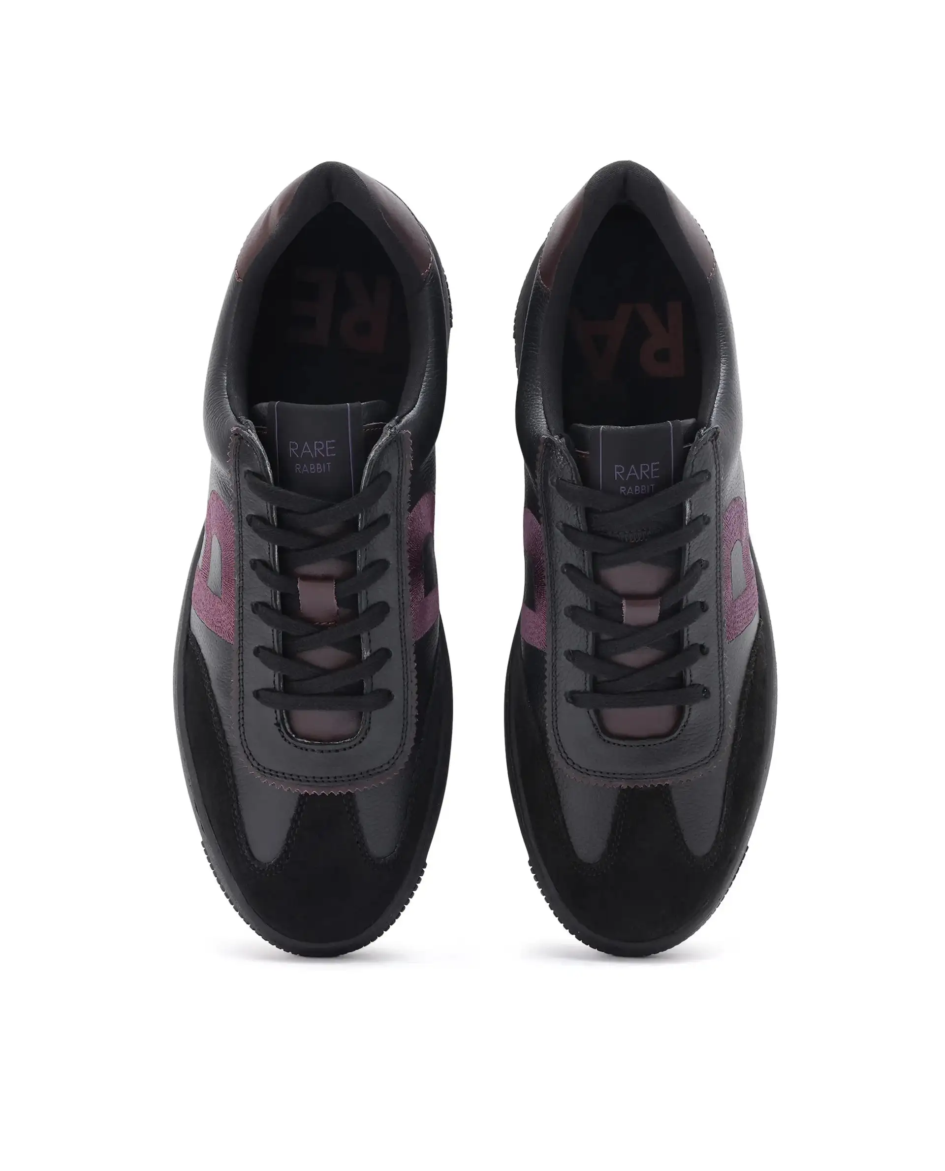 Rare Rabbit Men Hem Black Lace-Up Genuine Leather Signature Hem Branding Low-Top Sneaker Shoes - Image 5