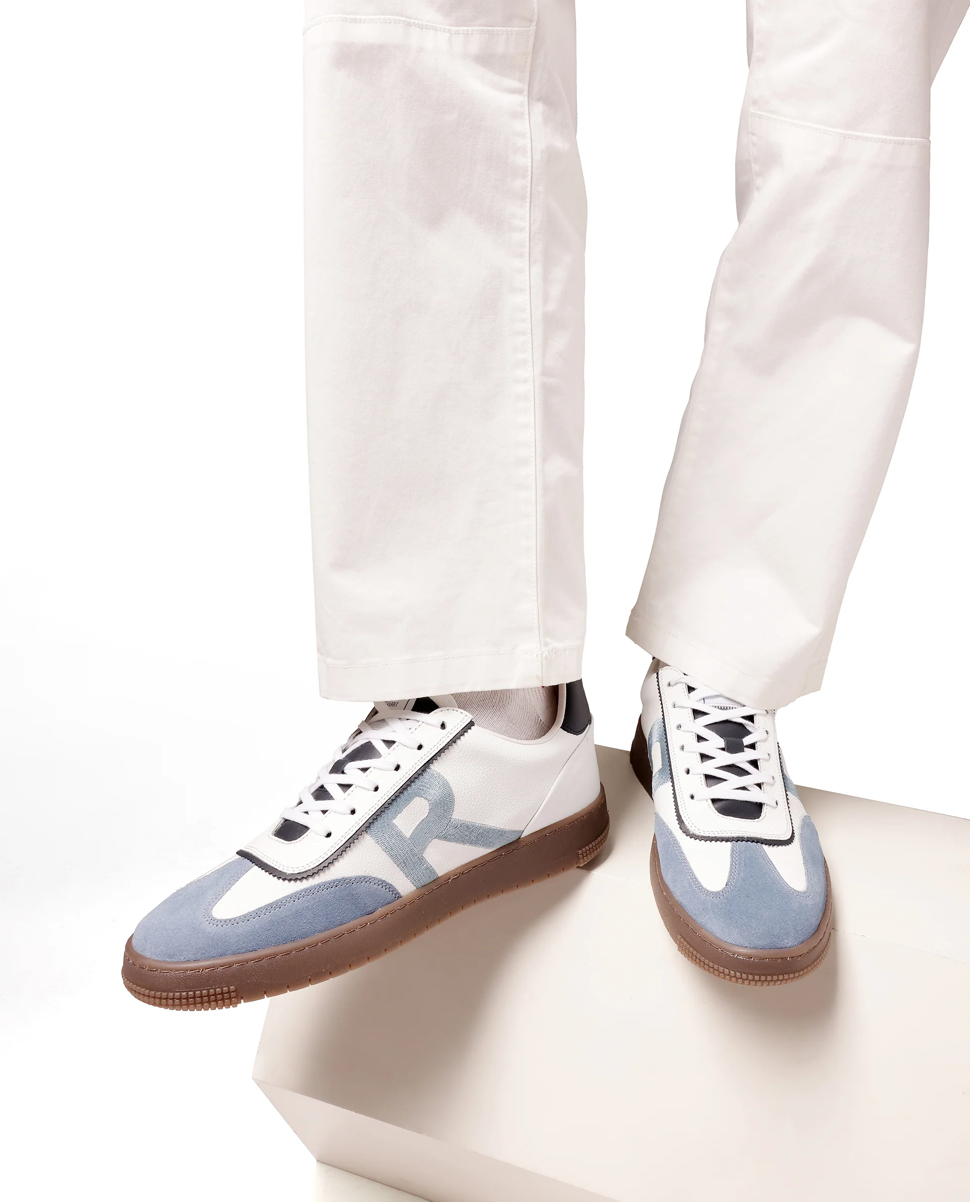 Rare Rabbit Men Hem White Lace-Up Genuine Leather Signature Hem Branding Low-Top Sneaker Shoes - Image 2