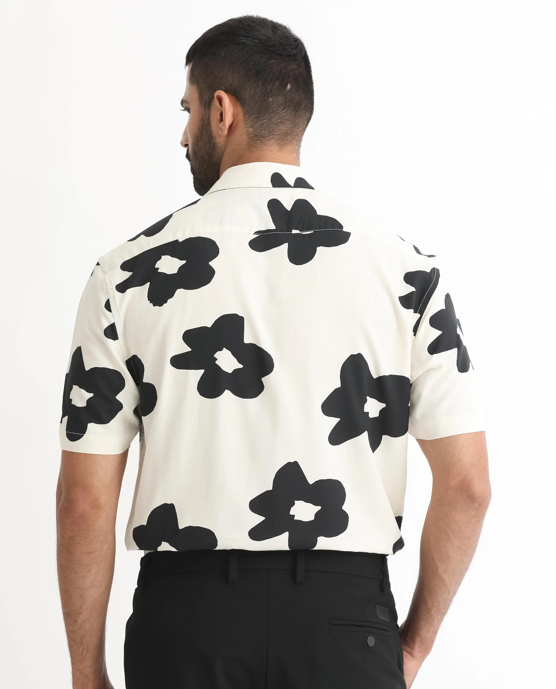 Rare Rabbit Men's Heming Beige Viscose Floral Print Regular Fit Half Sleeve Cuban Collar Shirt - Image 8