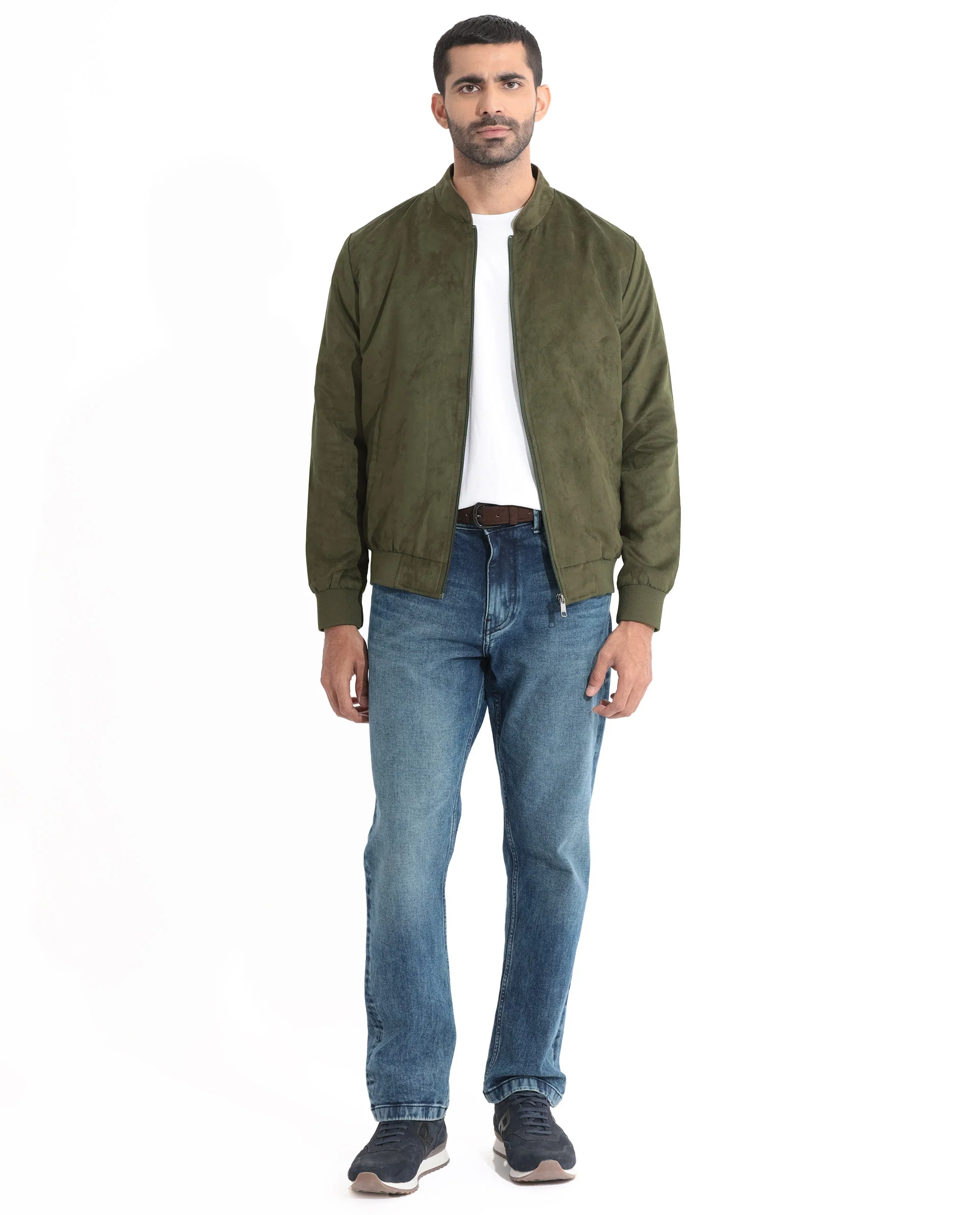 Rare Rabbit Men's Henron Pastel Green Suede Plain Regular Fit Full Sleeve Mandarin Collar Jacket - Image 7