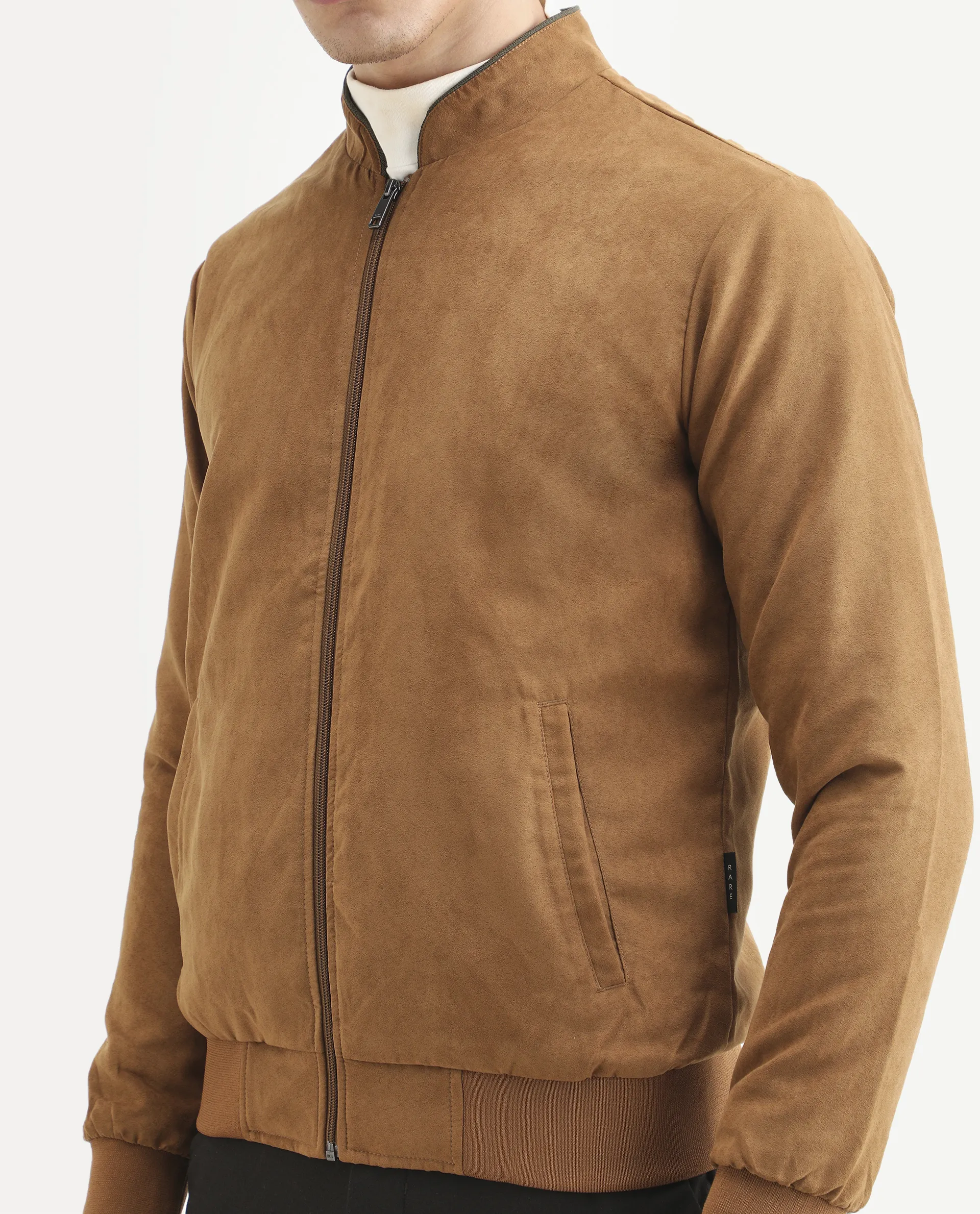 Rare Rabbit Men's Henron Yellow Suede Plain Regular Fit Full Sleeve Mandarin Collar Jacket - Image 4