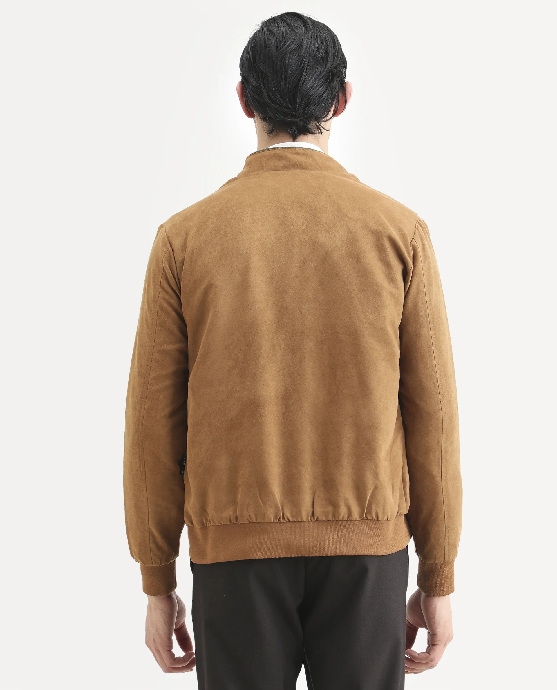 Rare Rabbit Men's Henron Yellow Suede Plain Regular Fit Full Sleeve Mandarin Collar Jacket - Image 7