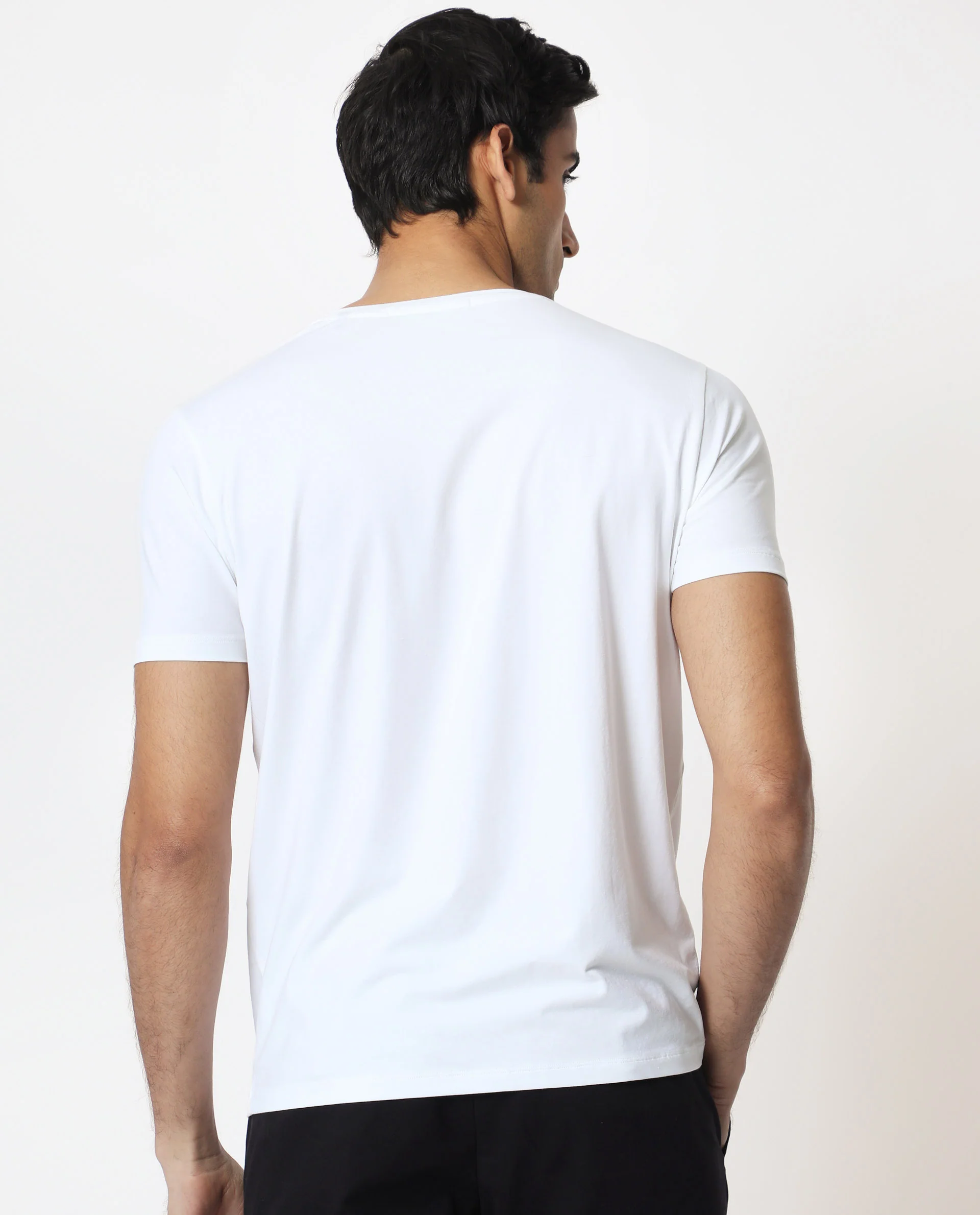 Rare Rabbit Men's Heras White Cotton Monogram Print Slim Fit Half Sleeve Crew Neck T-Shirt - Image 9
