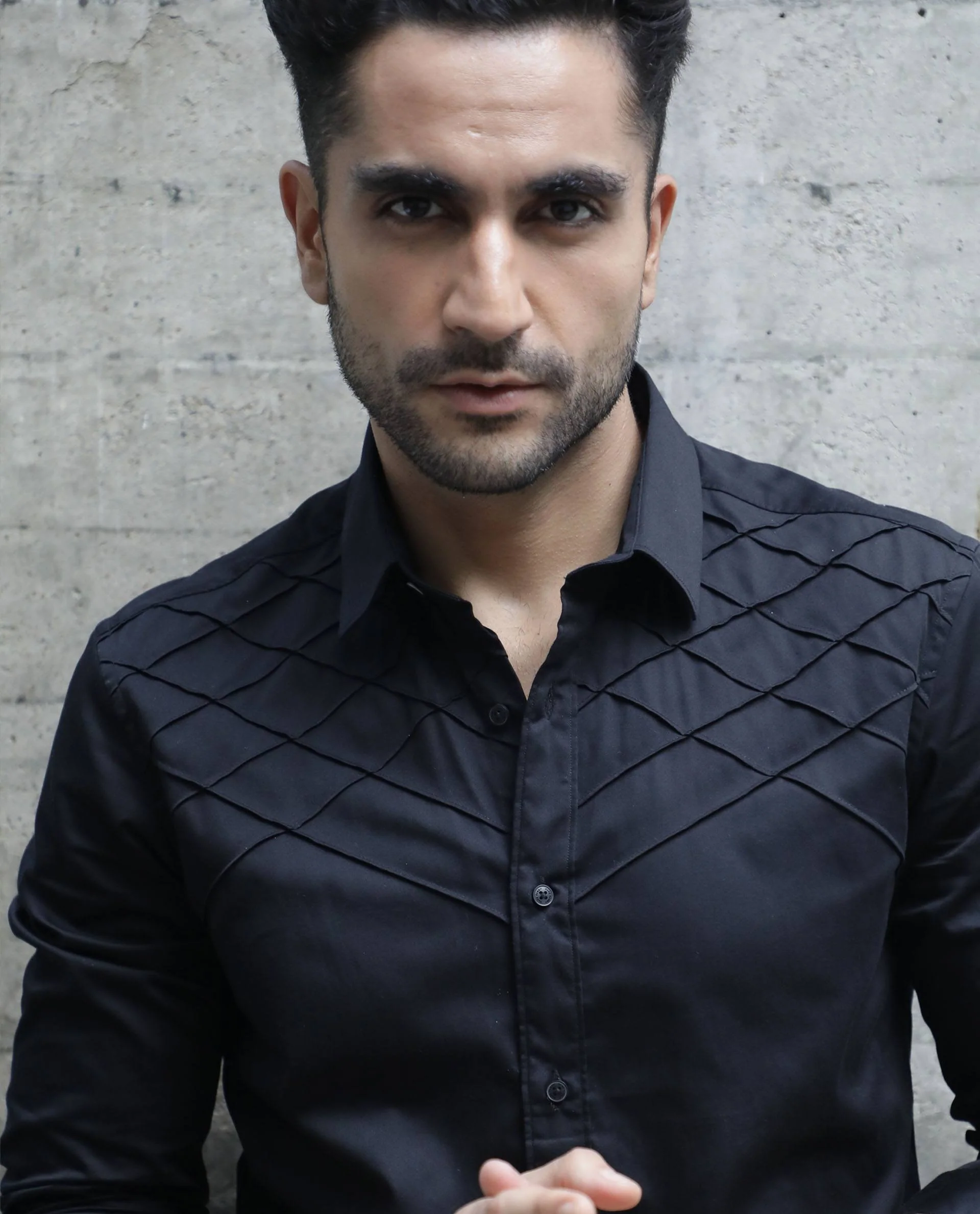 Rare Rabbit Men's Hero Black Cotton Textured Regular Fit Full Sleeve Collared Shirt - Image 2