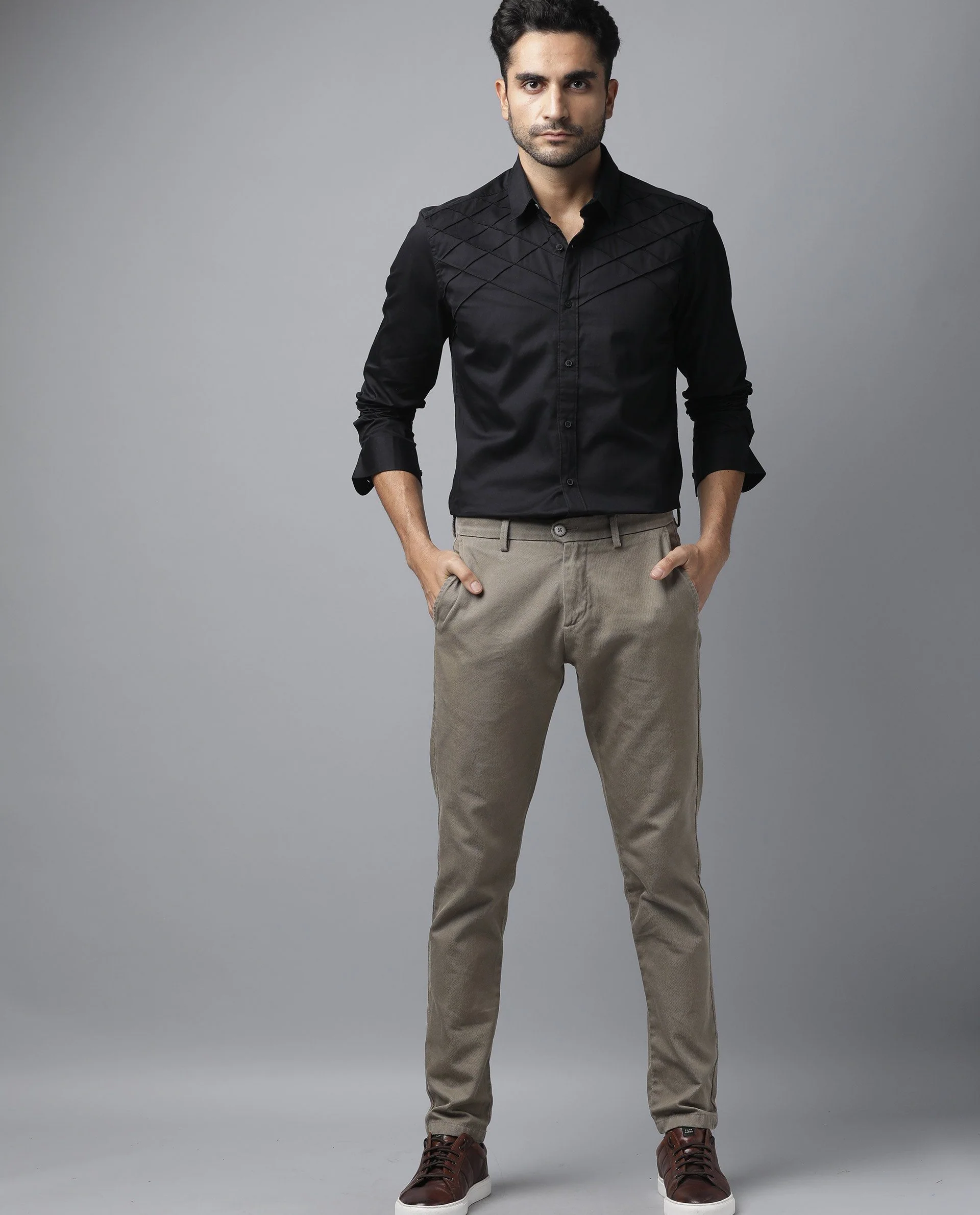 Rare Rabbit Men's Hero Black Cotton Textured Regular Fit Full Sleeve Collared Shirt - Image 3