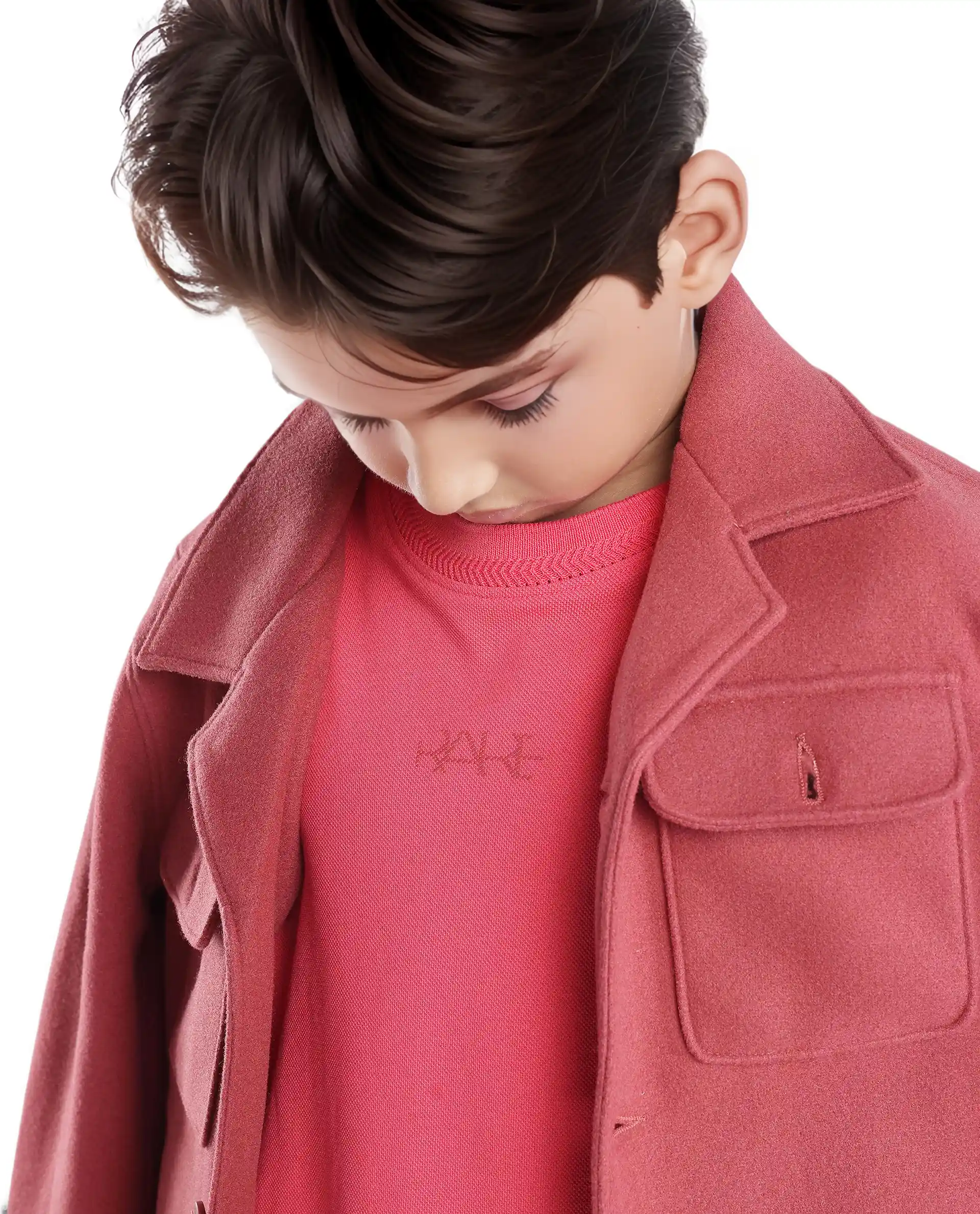Rare Ones Kids Heron Fluorescent Pink Cotton Fabric Half Sleeves Crew Neck Embroidered T-Shirt - Image 3