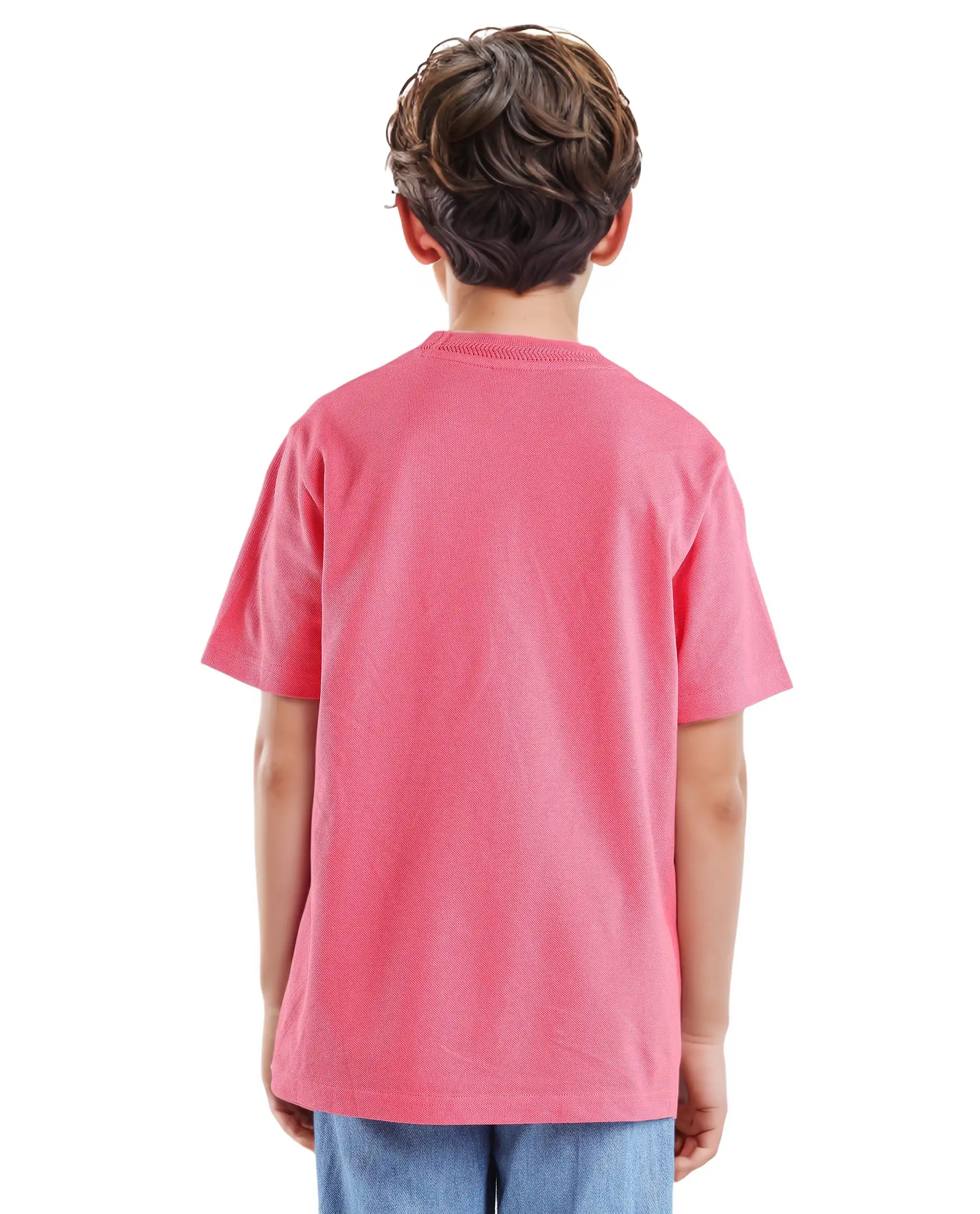 Rare Ones Kids Heron Fluorescent Pink Cotton Fabric Half Sleeves Crew Neck Embroidered T-Shirt - Image 8