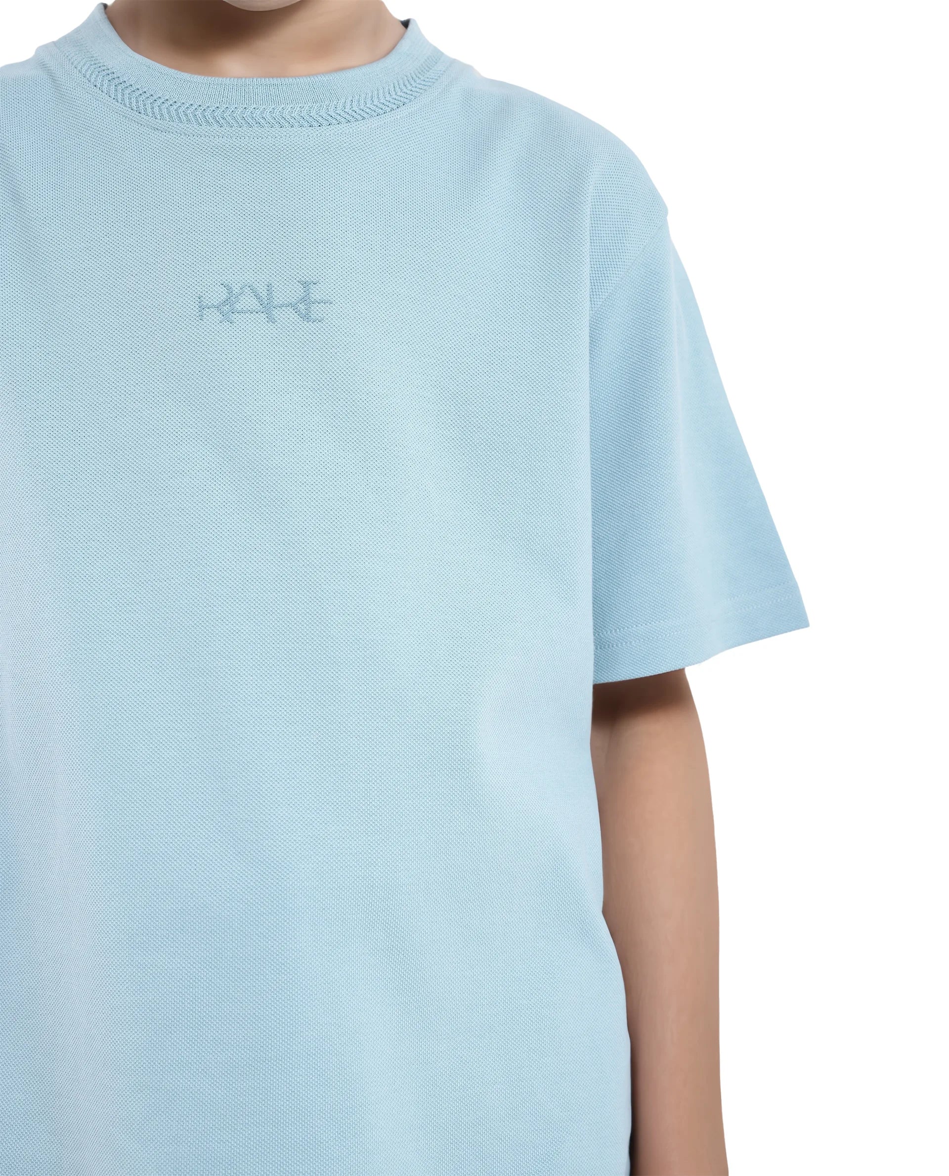Rare Ones Kids Heron Dusky Blue Cotton Fabric Half Sleeves Crew Neck Embroidered T-Shirt - Image 6