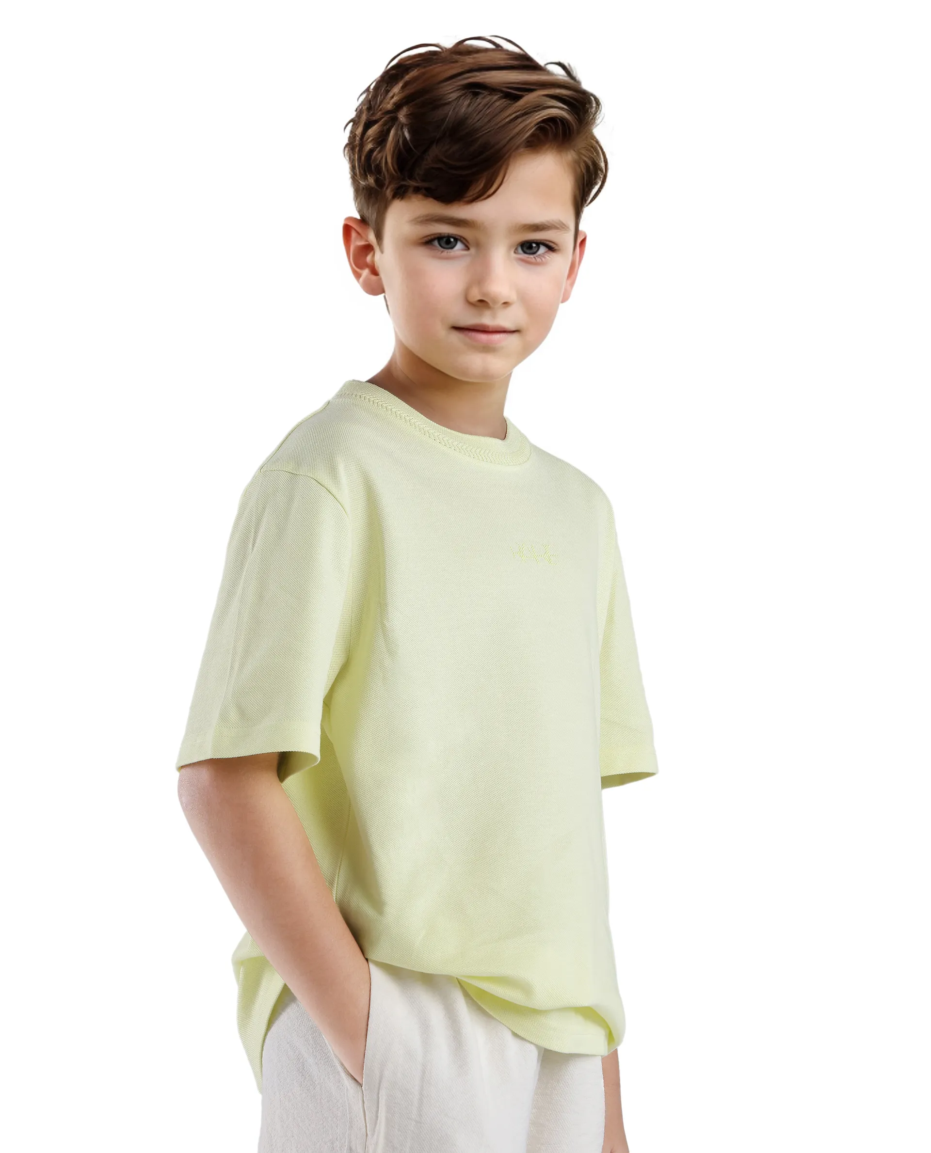 Rare Ones Kids Heron Pastel Green Cotton Fabric Half Sleeves Crew Neck Embroidered T-Shirt - Image 6
