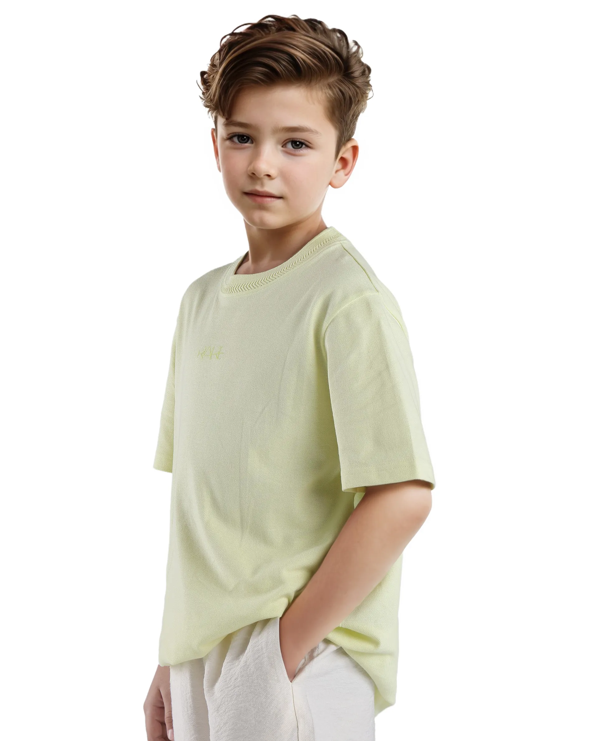 Rare Ones Kids Heron Pastel Green Cotton Fabric Half Sleeves Crew Neck Embroidered T-Shirt - Image 7