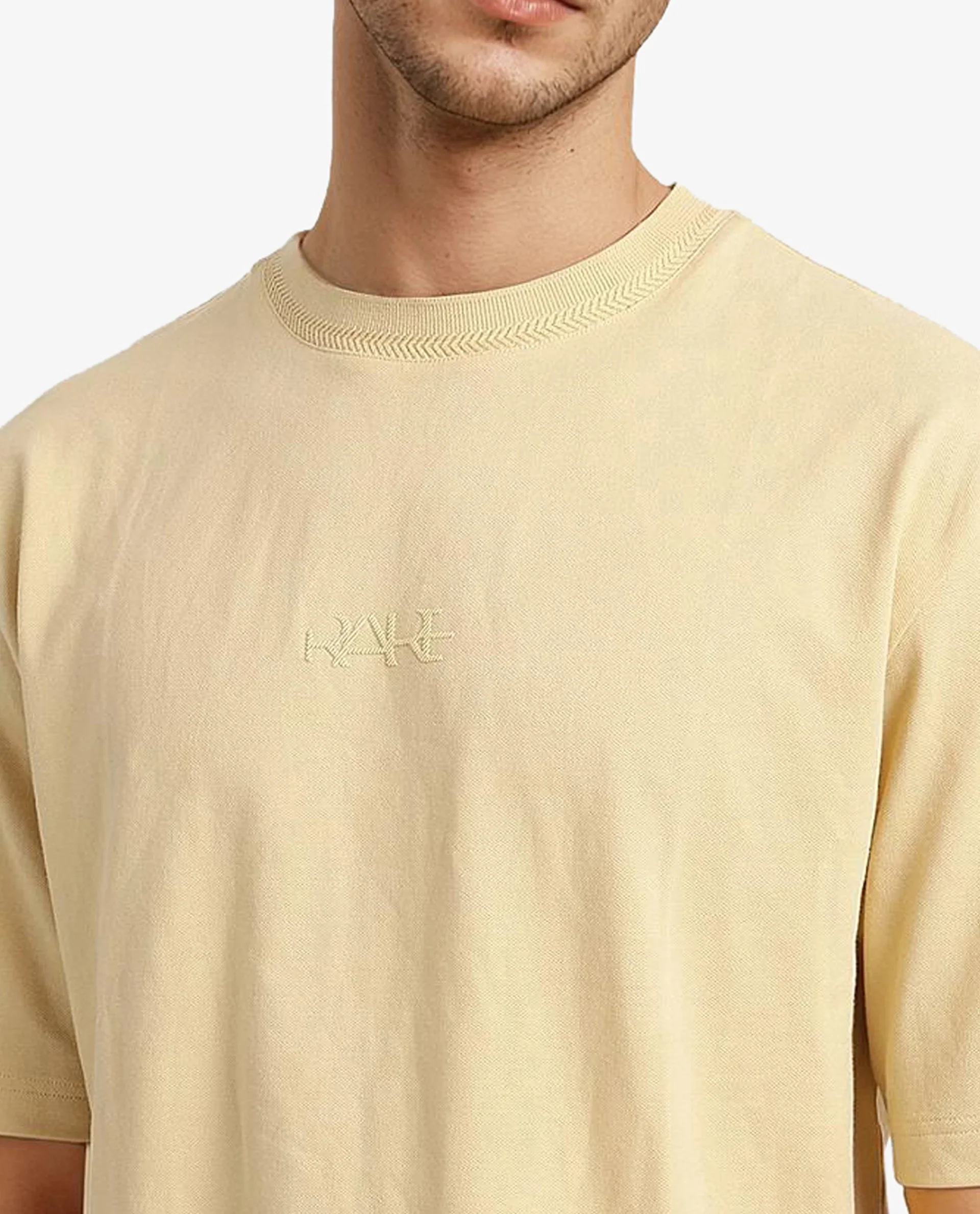 Rare Rabbit Men's Heros-1 Light Cotton Blend Plain Oversized Fit Half Sleeve Crew Neck T-Shirt - Image 3