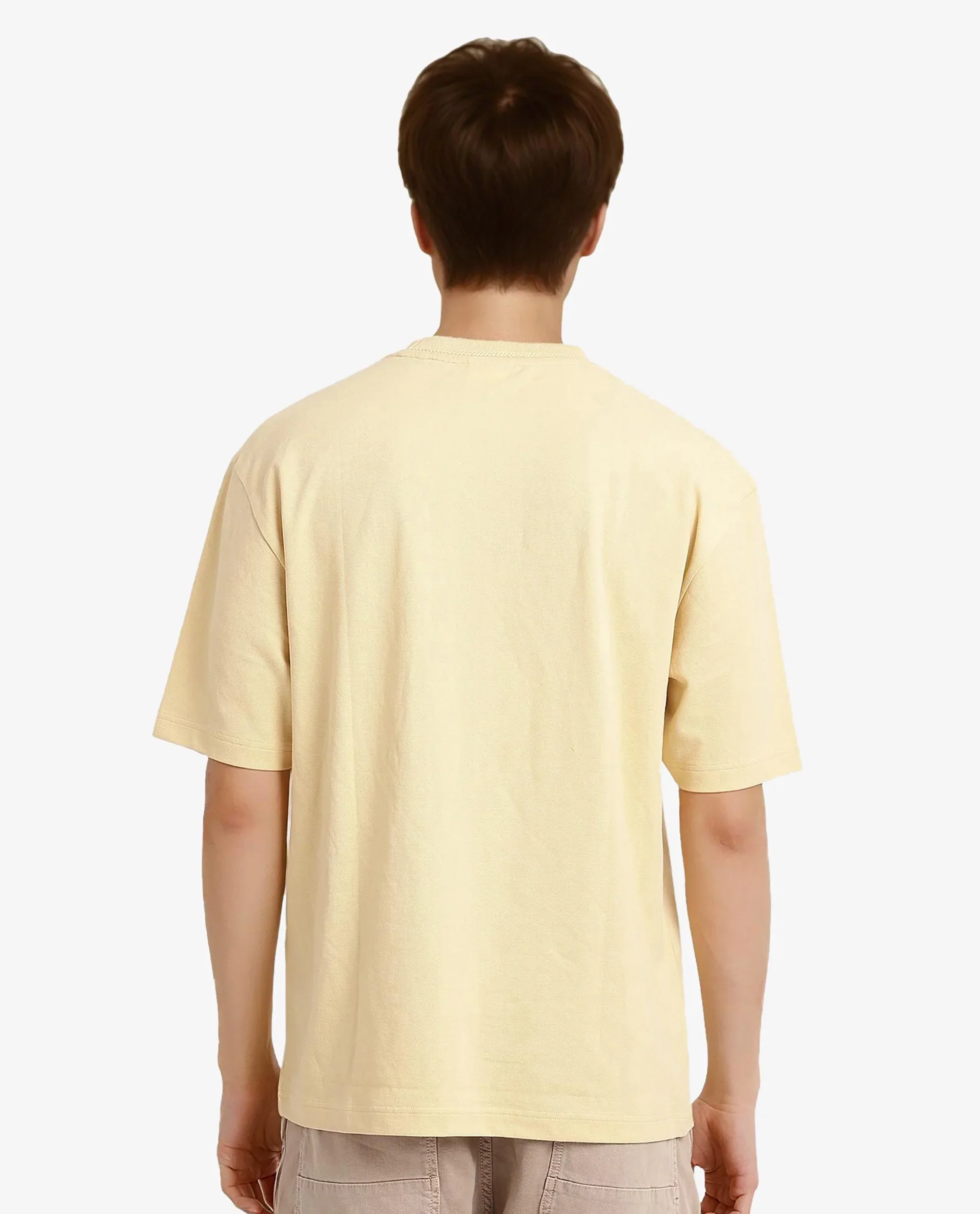 Rare Rabbit Men's Heros-1 Light Cotton Blend Plain Oversized Fit Half Sleeve Crew Neck T-Shirt - Image 4
