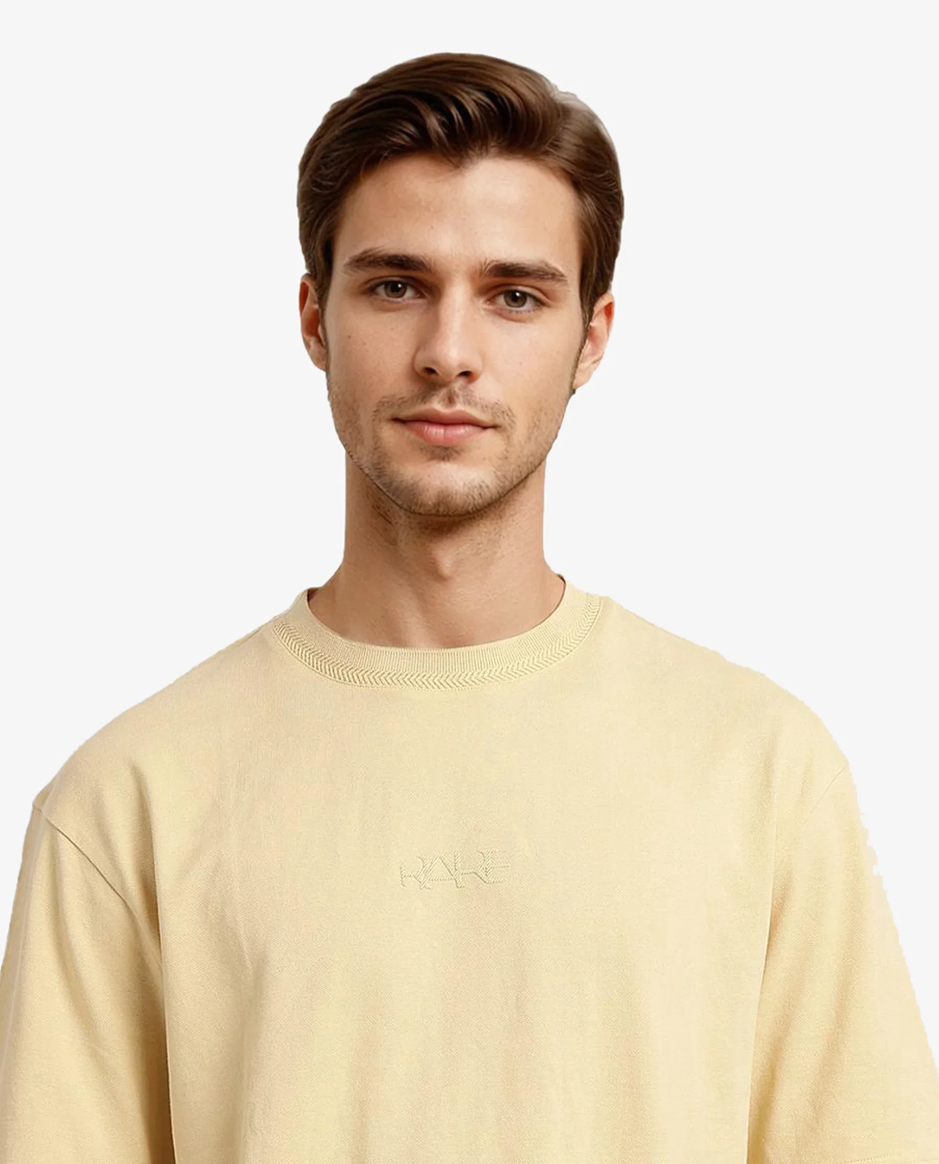 Rare Rabbit Men's Heros-1 Light Cotton Blend Plain Oversized Fit Half Sleeve Crew Neck T-Shirt - Image 8