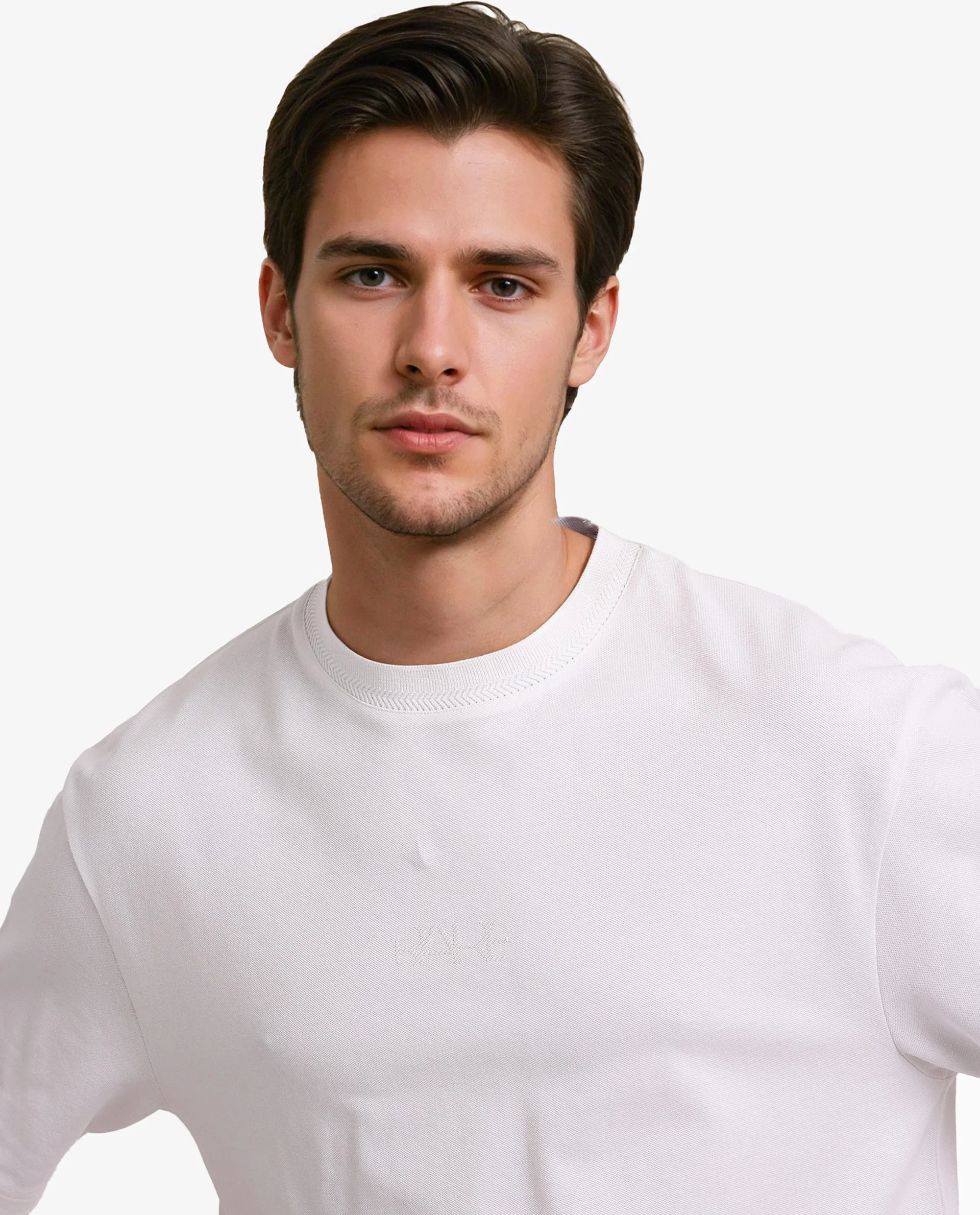 Rare Rabbit Men's Heros-1 White Cotton Blend Plain Oversized Fit Half Sleeve Crew Neck T-Shirt - Image 5