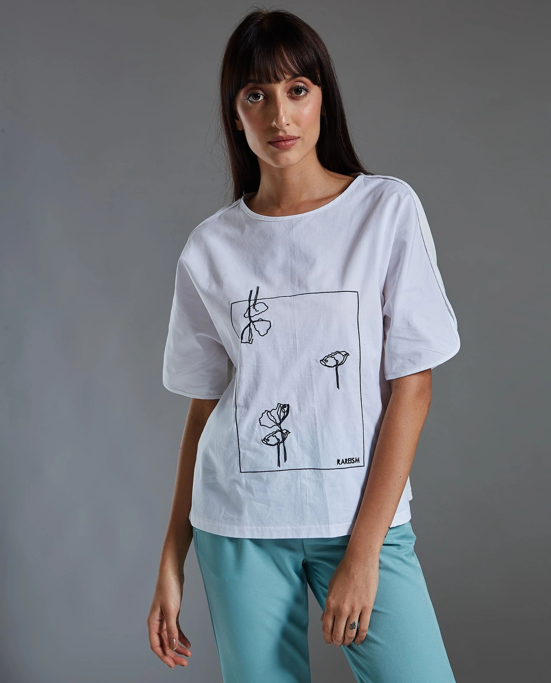 Rareism Women Hersheys White Top Short Sleeves