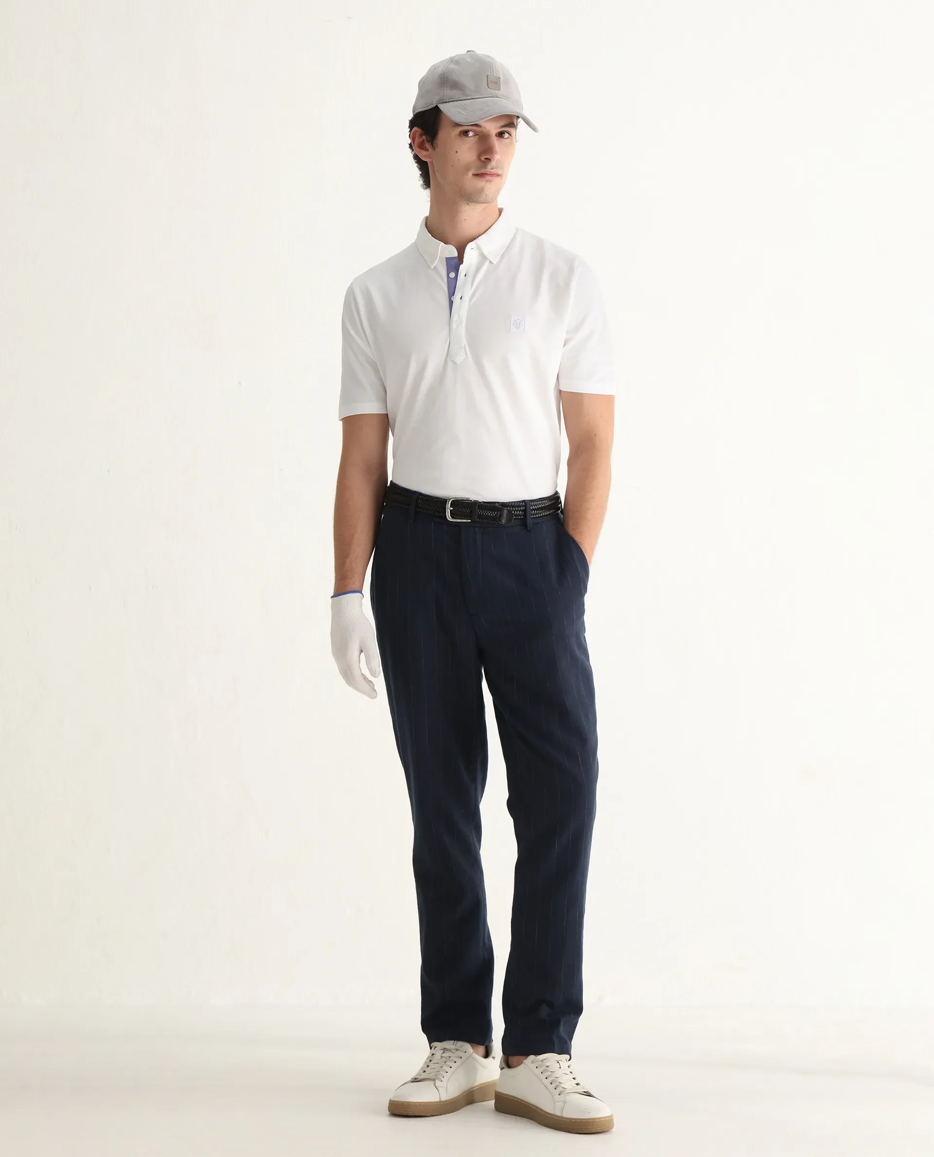Rare Rabbit Men's Herval White Cotton Plain Regular Fit Half Sleeve Polo - Image 2