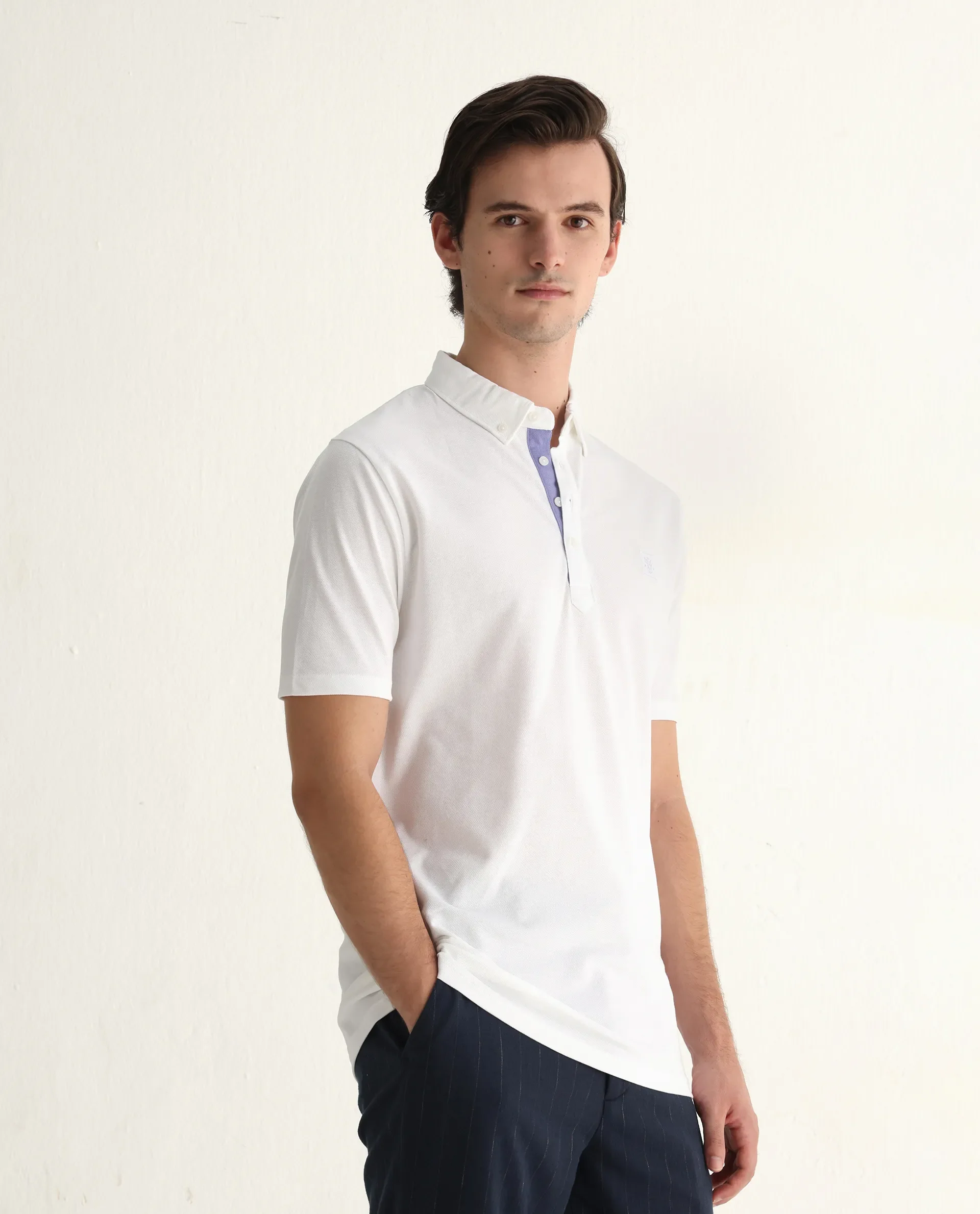 Rare Rabbit Men's Herval White Cotton Plain Regular Fit Half Sleeve Polo - Image 5