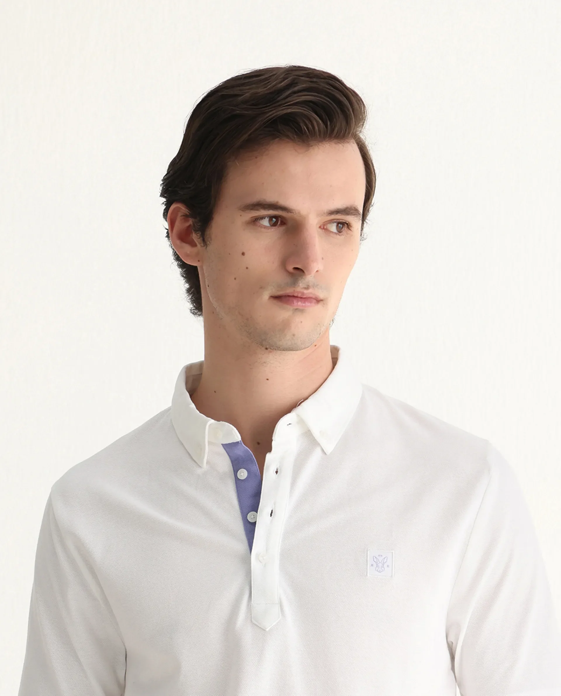 Rare Rabbit Men's Herval White Cotton Plain Regular Fit Half Sleeve Polo - Image 6