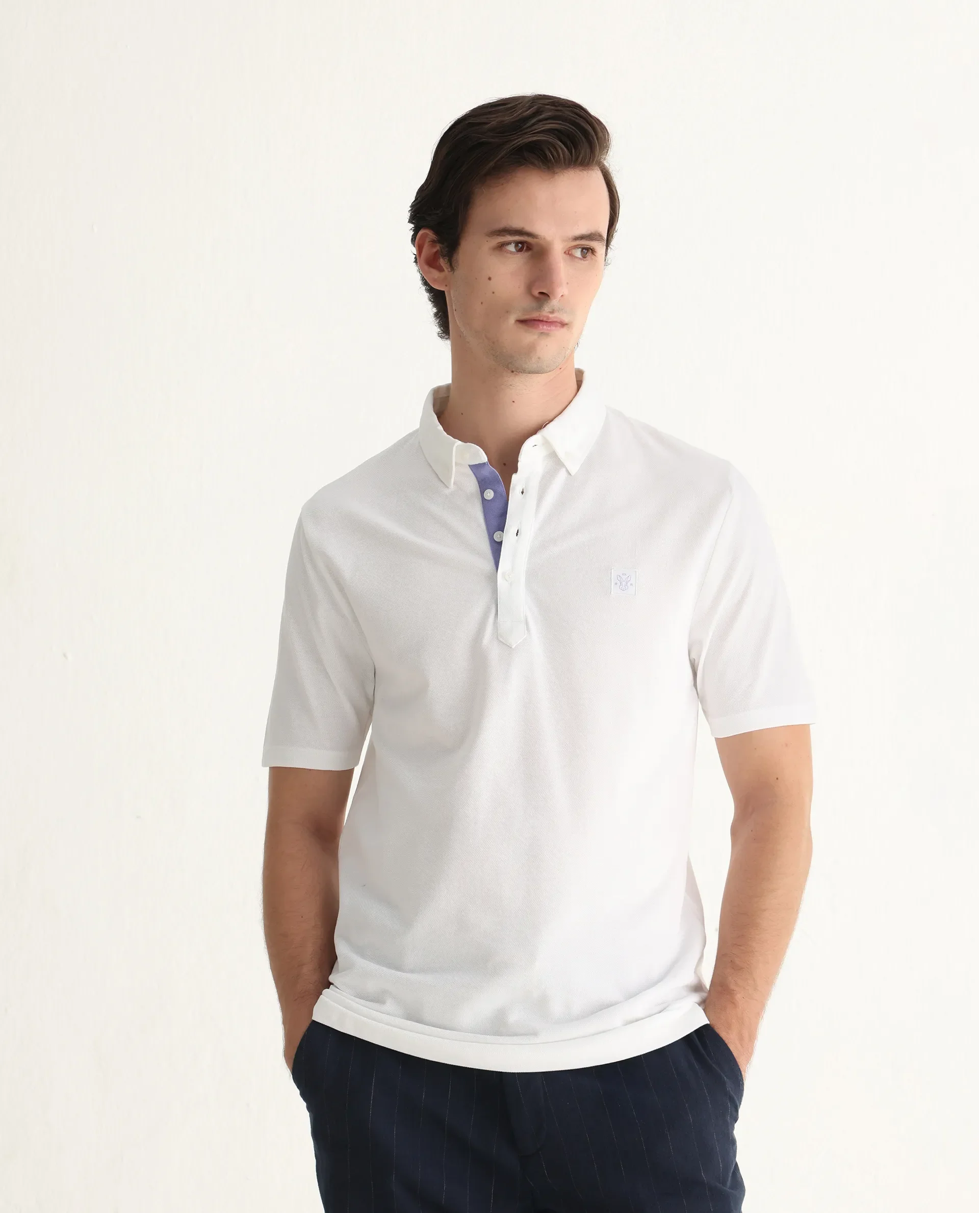 Rare Rabbit Men's Herval White Cotton Plain Regular Fit Half Sleeve Polo - Image 7