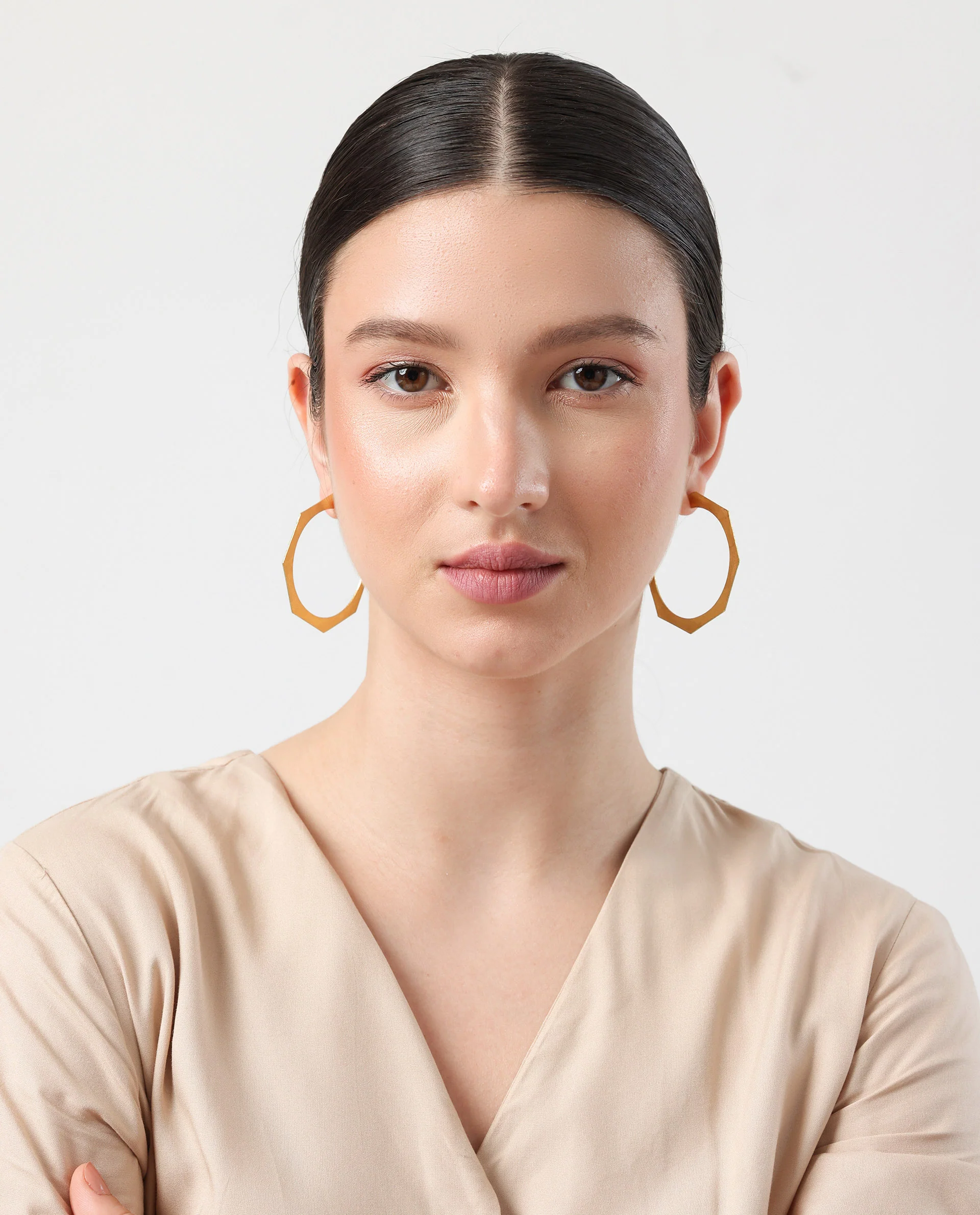 Rareism Women Hexa Hoop Gold Earring - Image 2