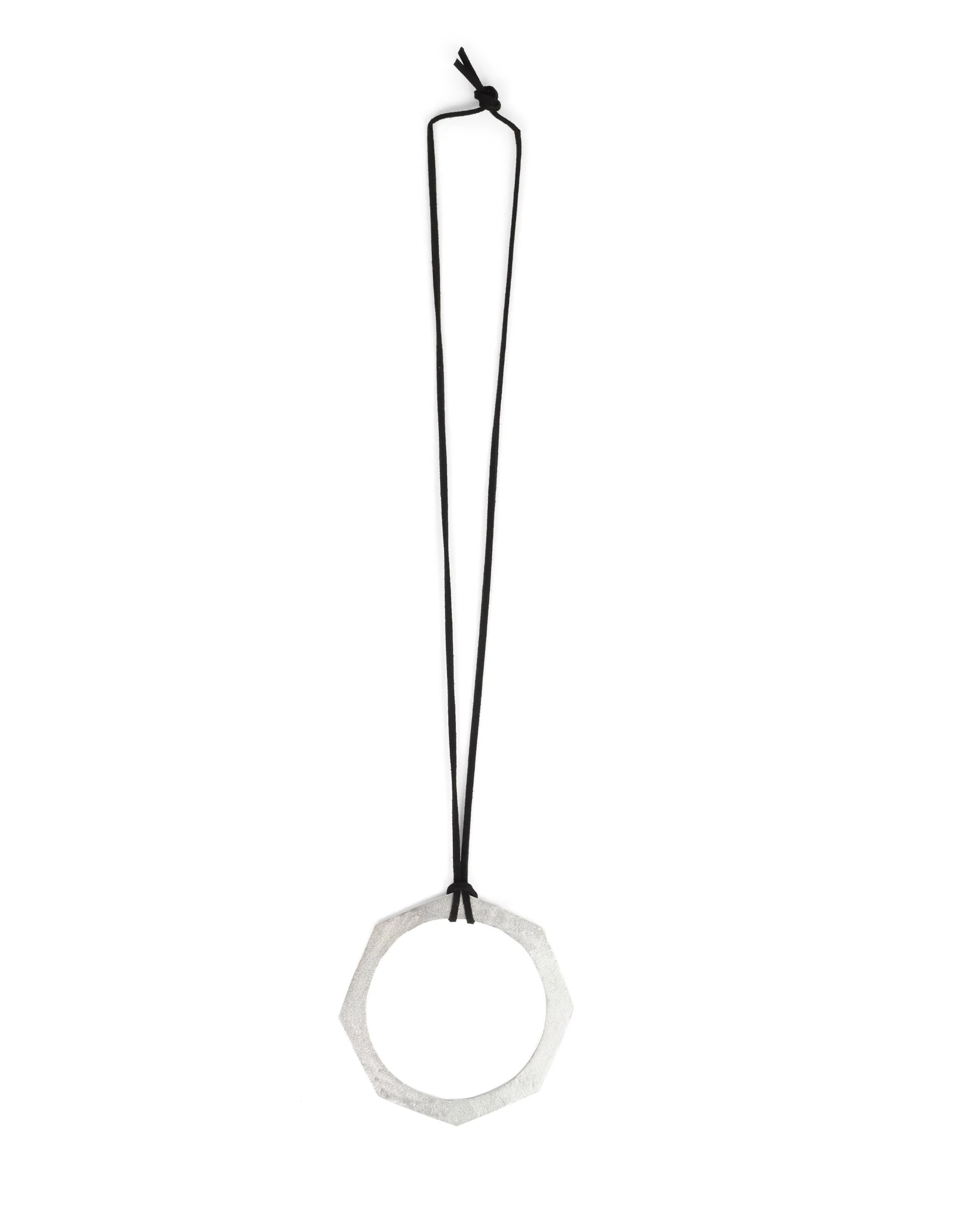 Rareism Women Hexagon Silver Bangle Necklace - Image 2