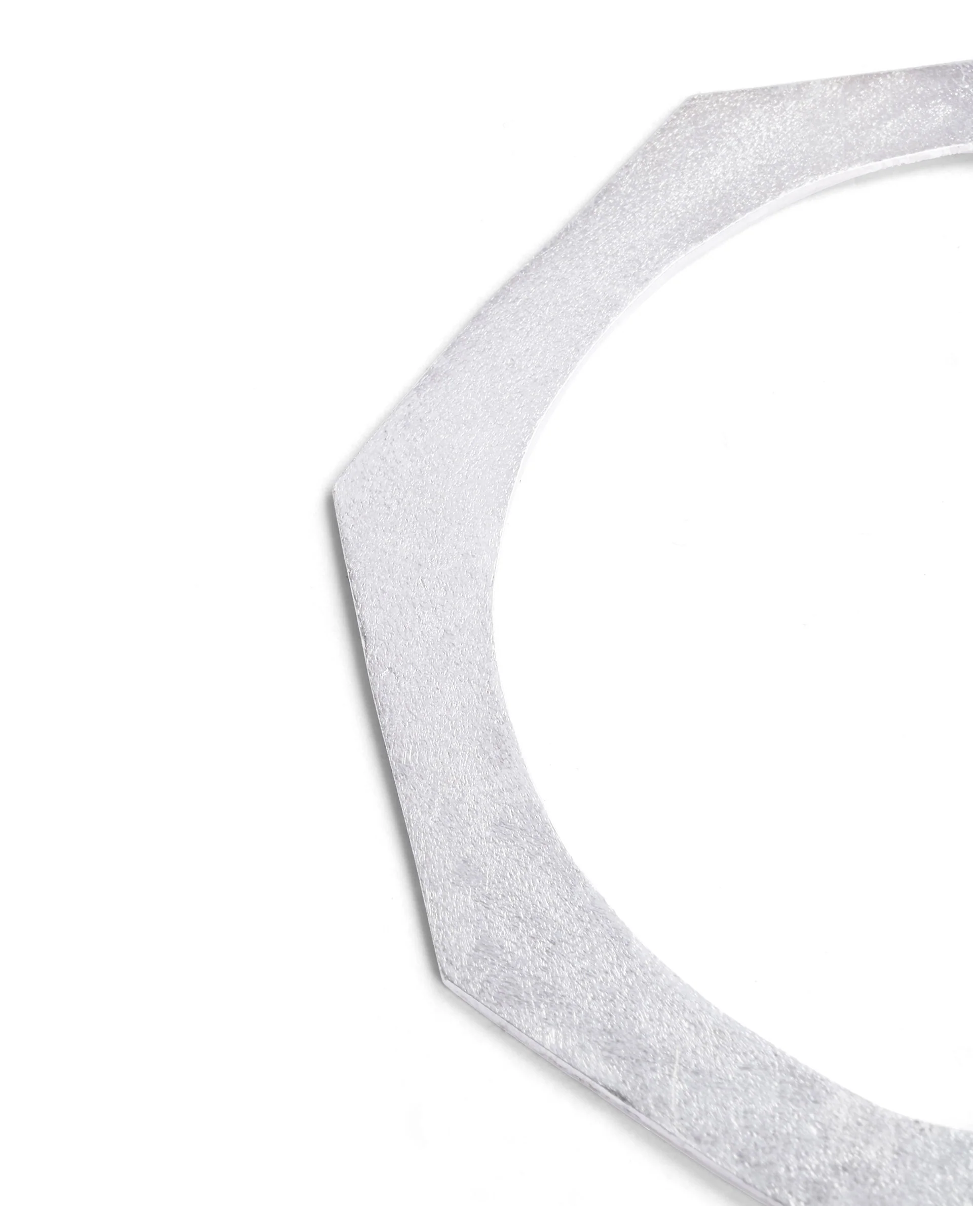 Rareism Women Hexagon Silver Bangle Necklace - Image 4