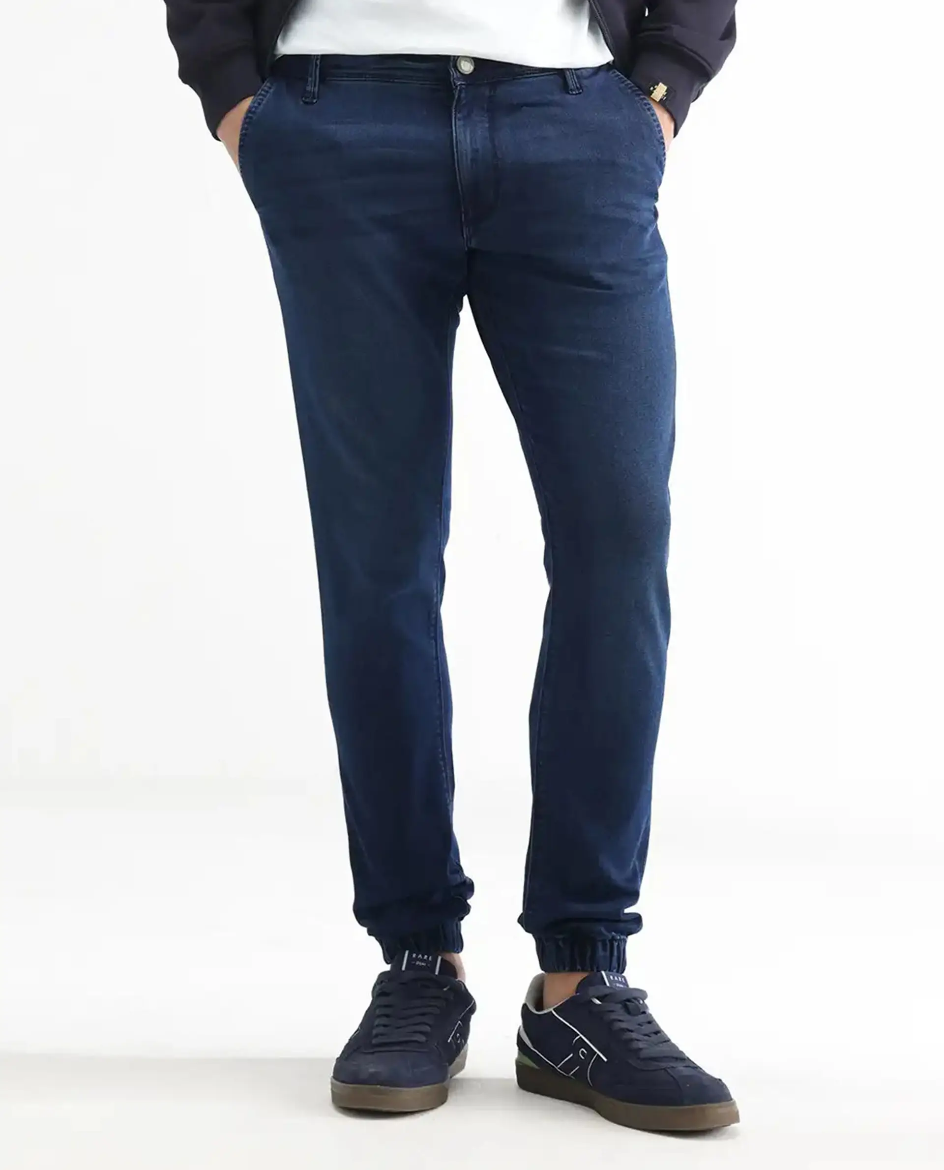 Rare Rabbit Men's Higg Blue Cotton Plain Hawk Slim Fit Jeans - Image 10