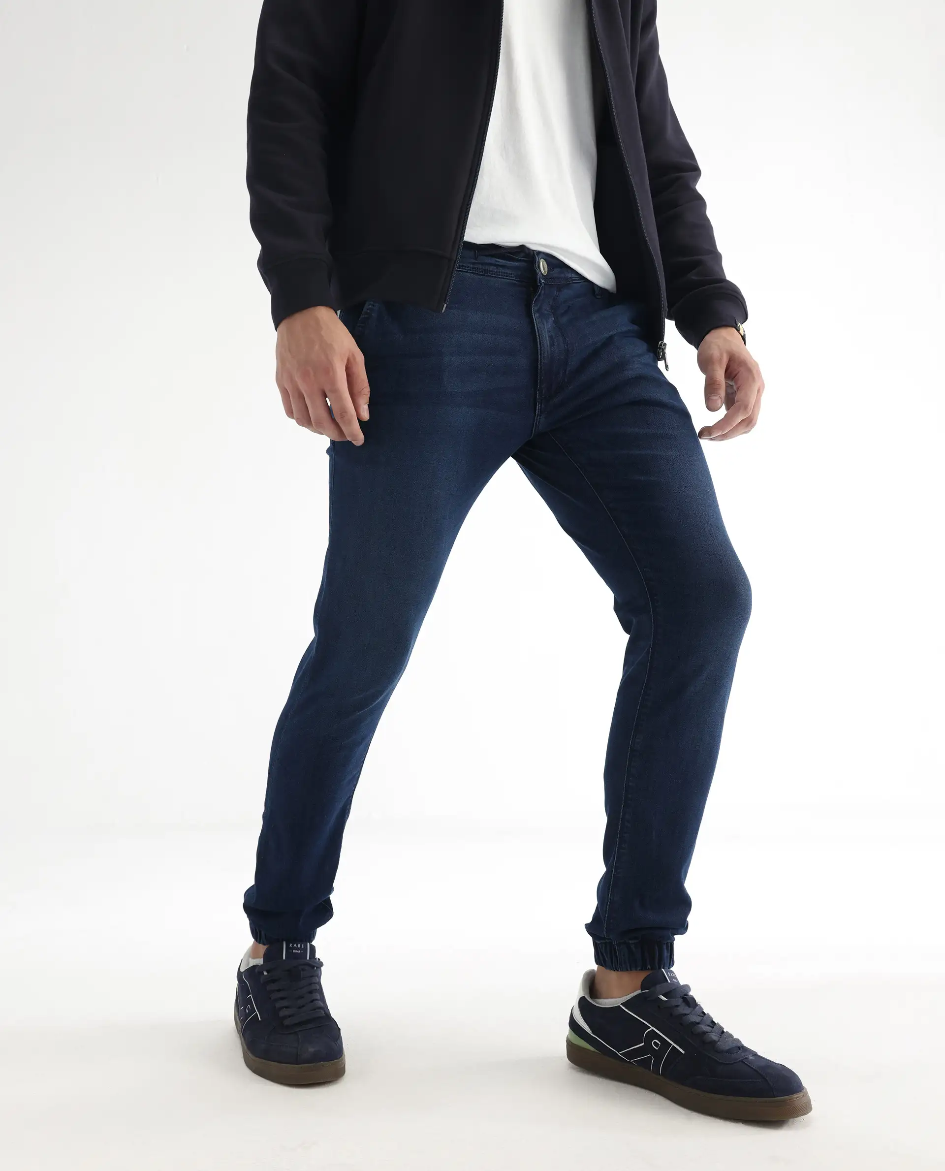 Rare Rabbit Men's Higg Blue Cotton Plain Hawk Slim Fit Jeans - Image 2