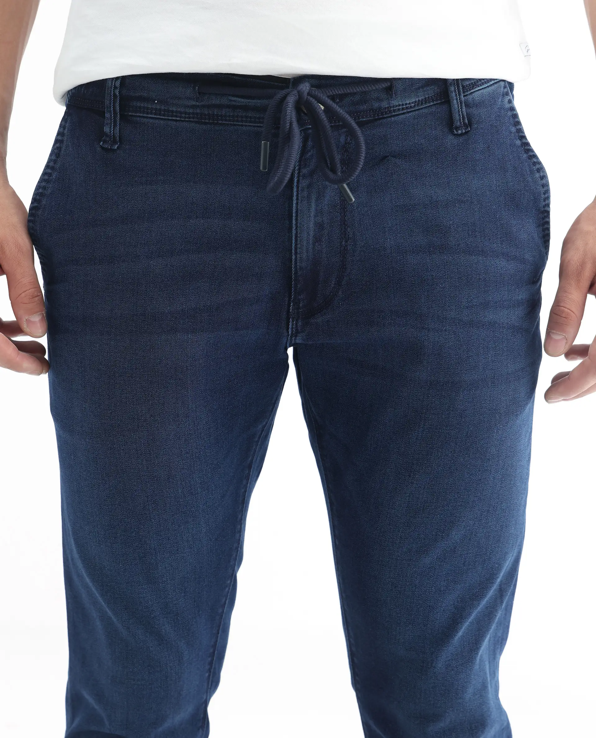 Rare Rabbit Men's Higg Blue Cotton Plain Hawk Slim Fit Jeans - Image 3