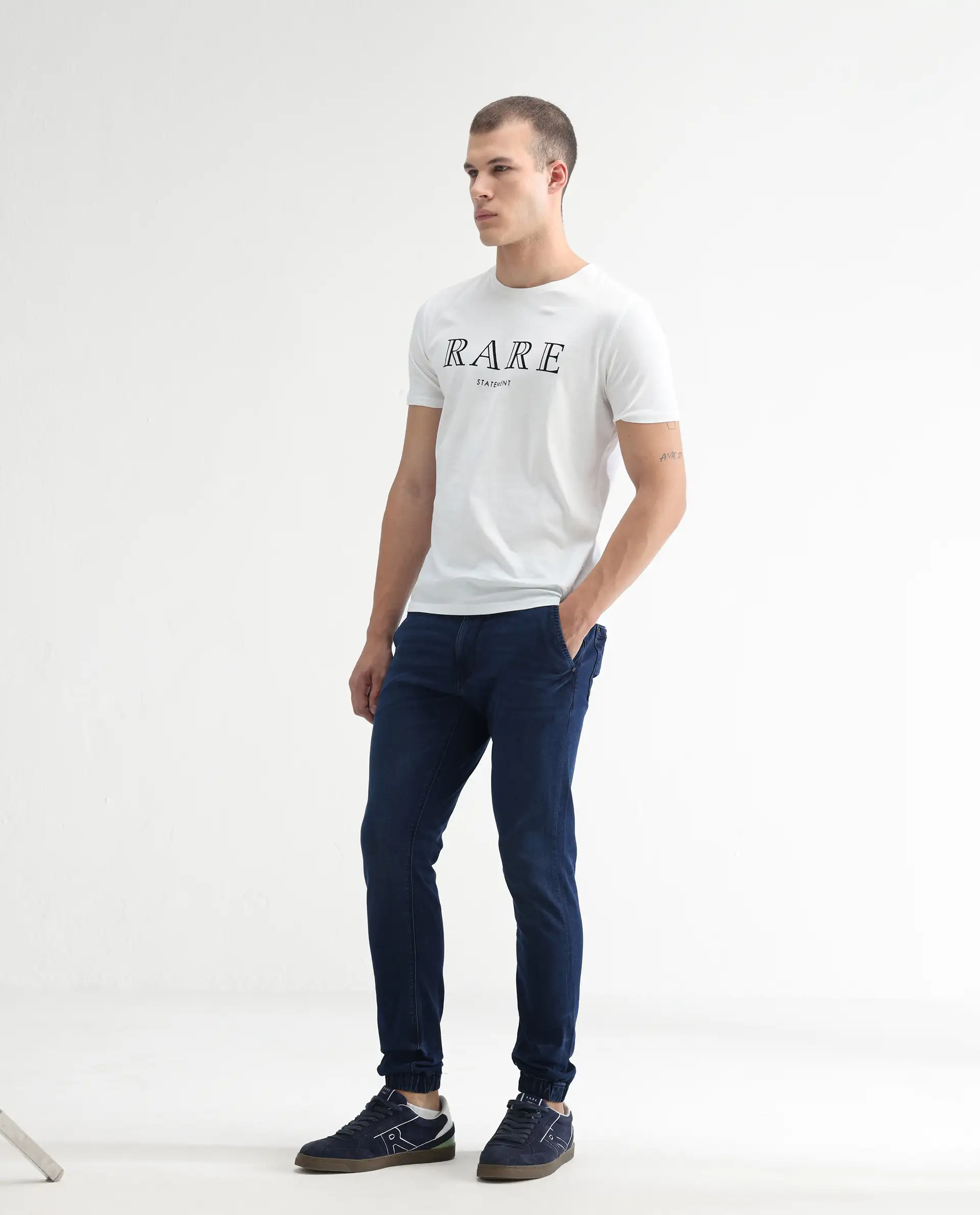 Rare Rabbit Men's Higg Blue Cotton Plain Hawk Slim Fit Jeans - Image 6