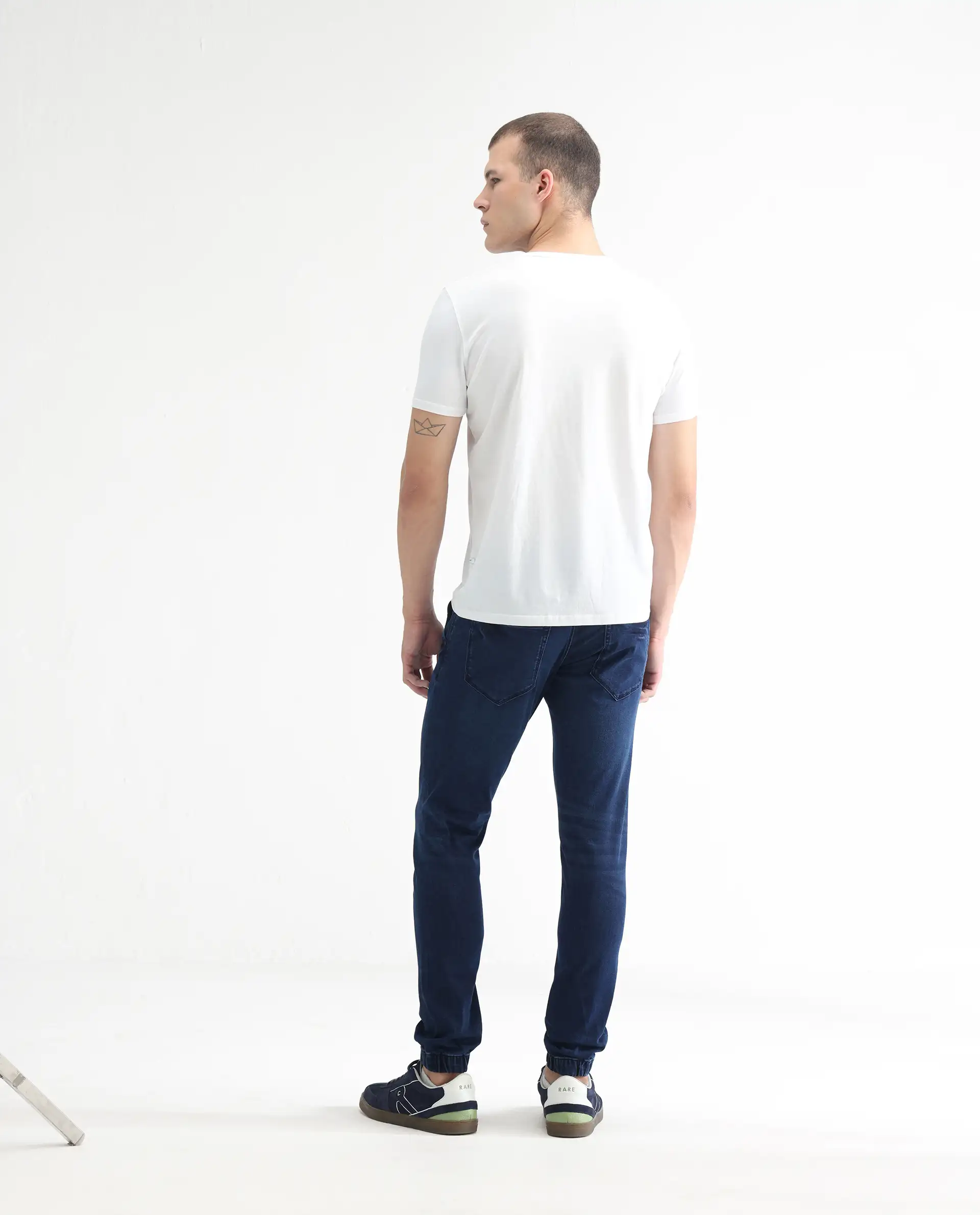 Rare Rabbit Men's Higg Blue Cotton Plain Hawk Slim Fit Jeans - Image 9